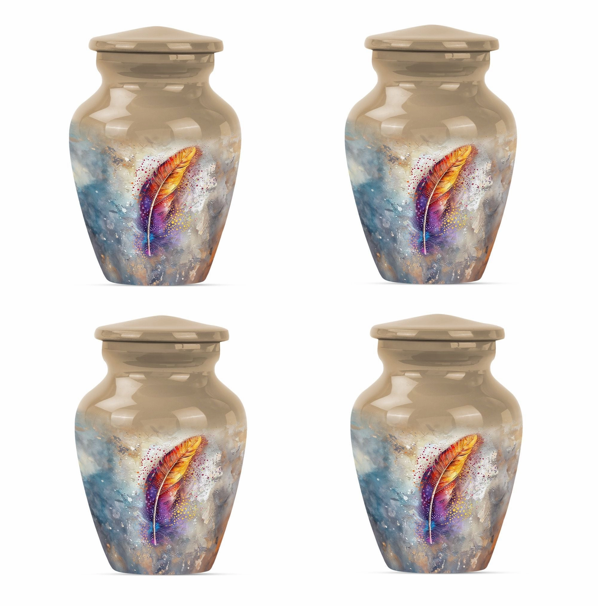 Purple Meadow - Feather Urn Memorial Urn for Adult Ashes