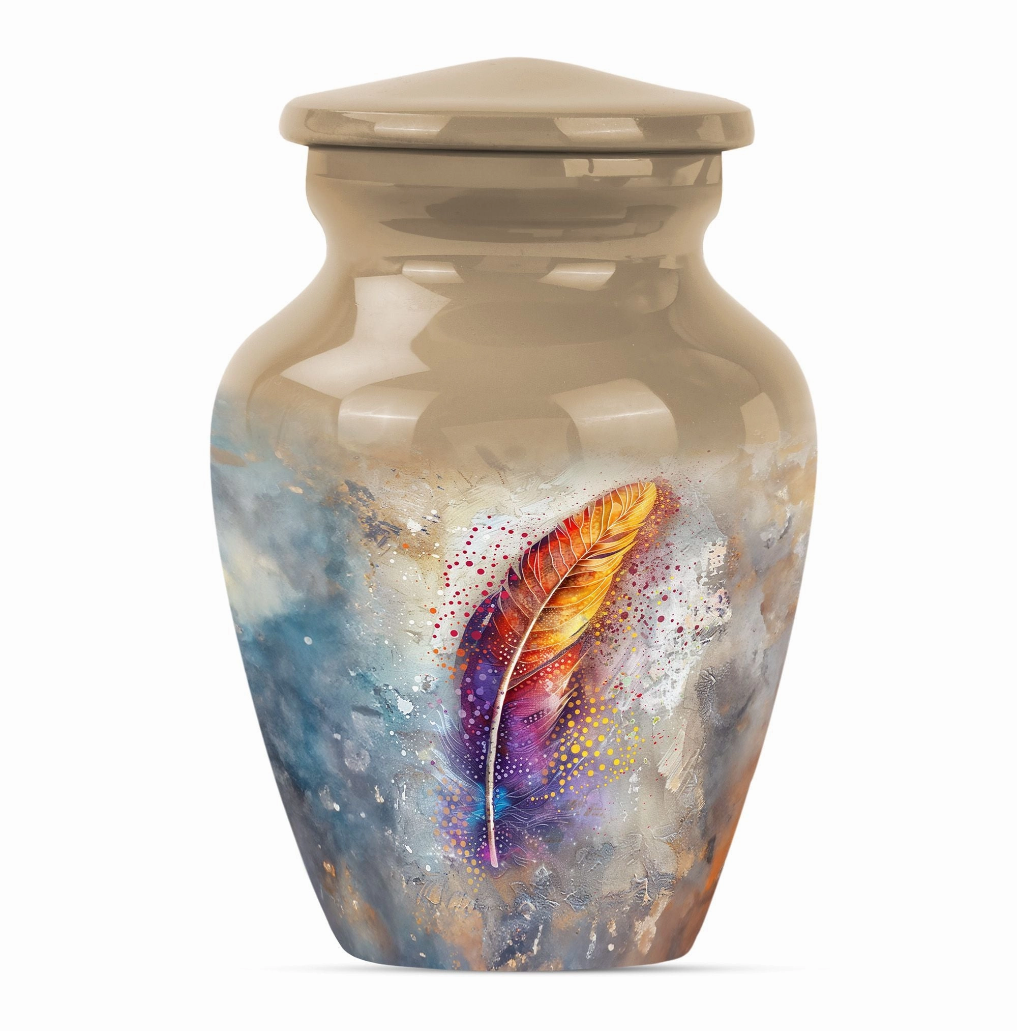 Purple Meadow - Feather Urn Memorial Urn for Adult Ashes