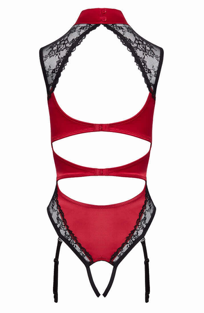 Red crotchless bodysuit lingerie - Love Bubble