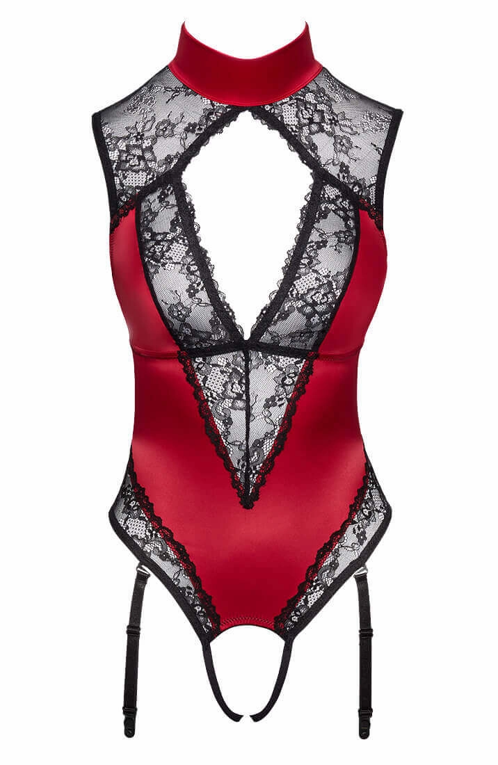 Red crotchless bodysuit lingerie - Love Bubble