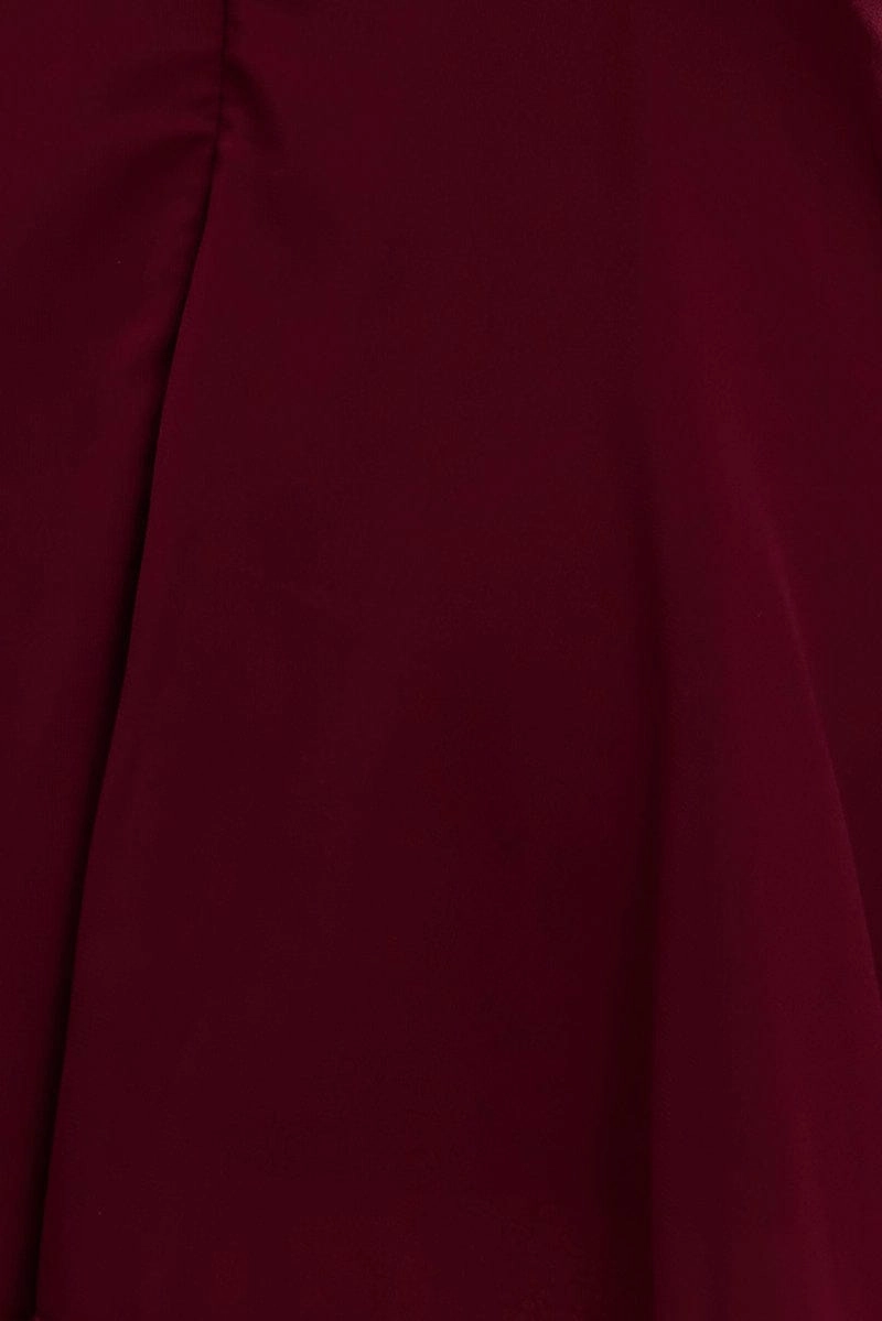 Red Mini Dress Ruffle Detail Chiffon