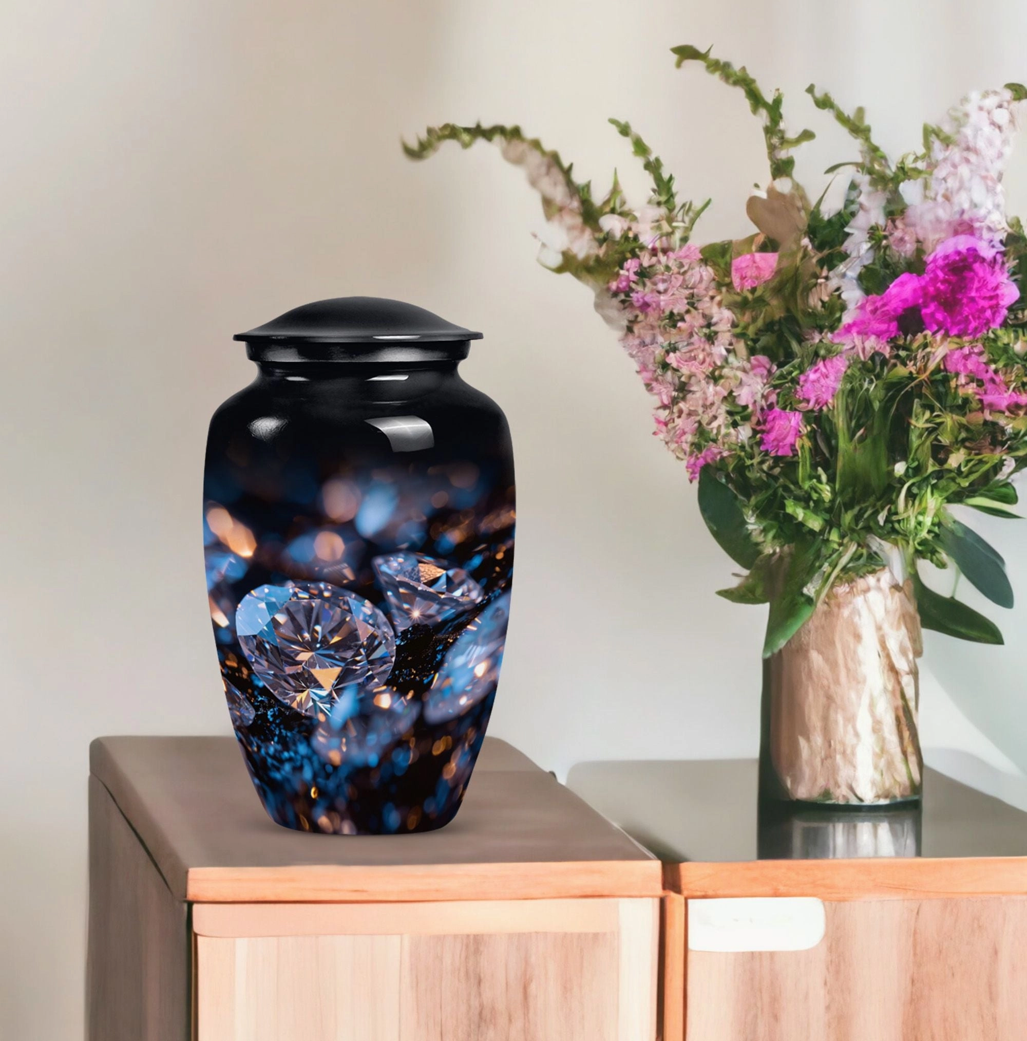 Remembrance Radiance: Diamond Cremation Urn for Adult Males
