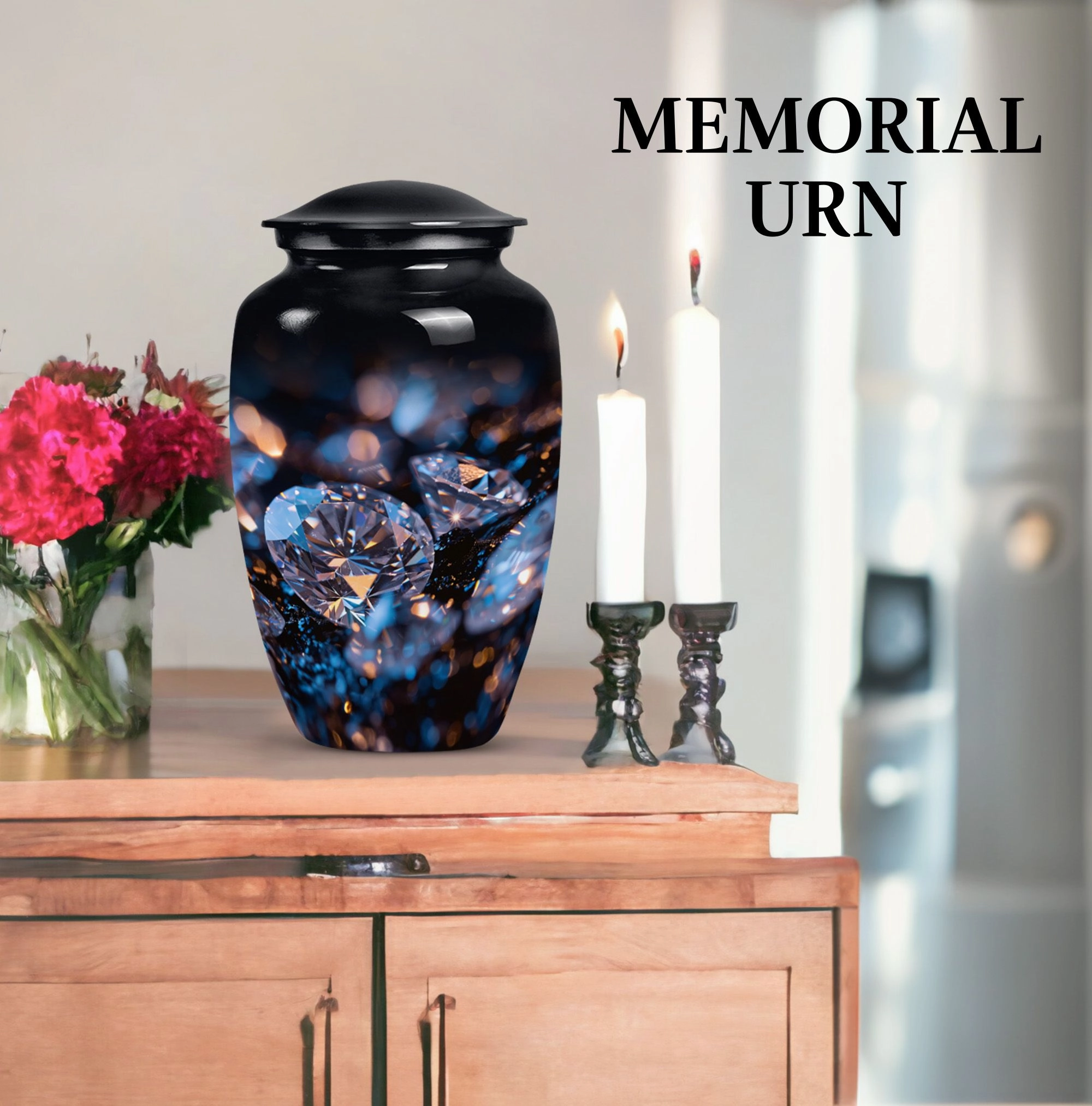 Remembrance Radiance: Diamond Cremation Urn for Adult Males