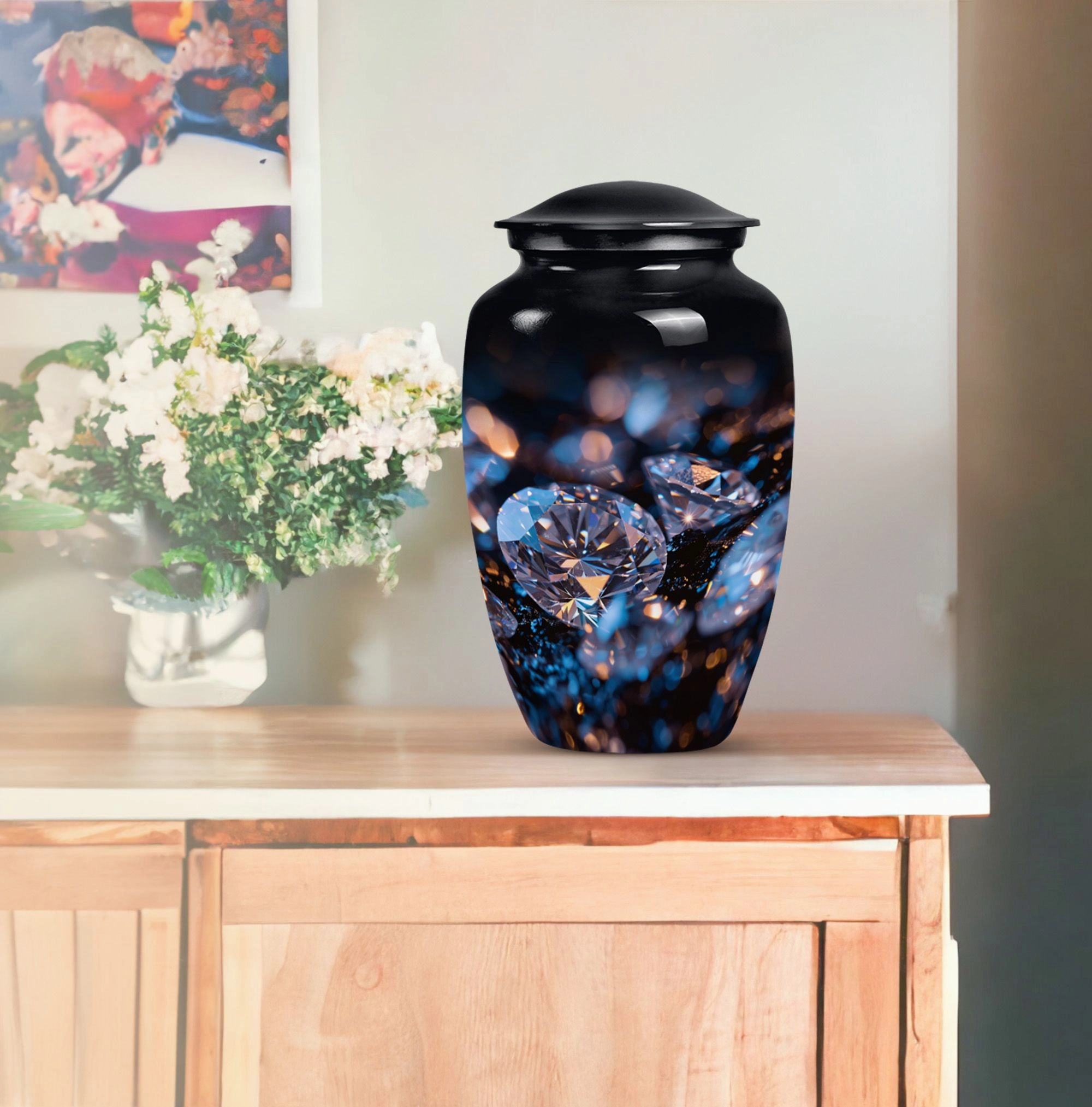 Remembrance Radiance: Diamond Cremation Urn for Adult Males