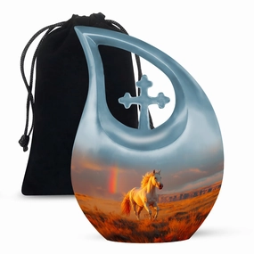 Running Horse Burial Urn - Memorial Keepsake for Adult Ashes