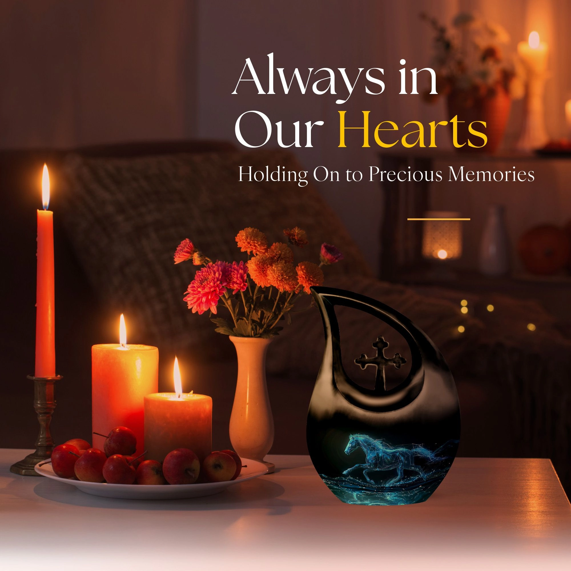 Running Horse Memorial Urn for Cremated Adult Human Ashes Remains