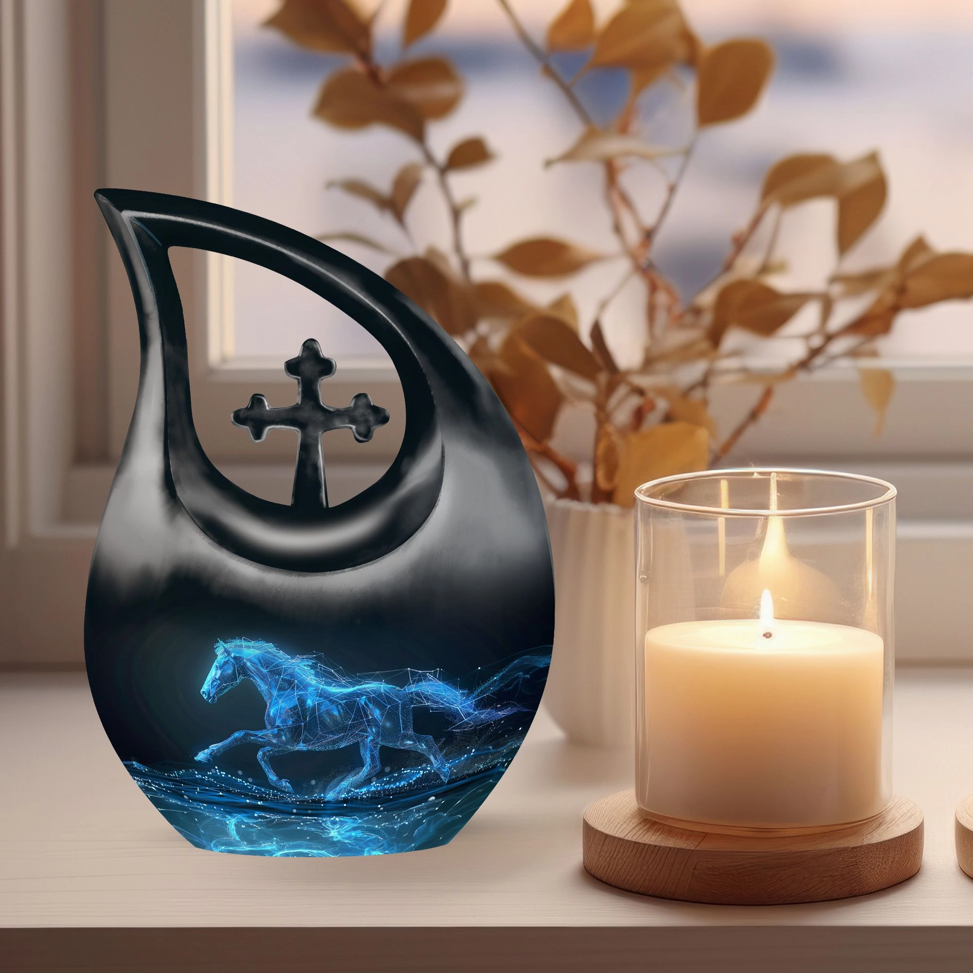 Running Horse Memorial Urn for Cremated Adult Human Ashes Remains