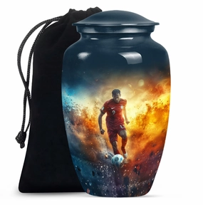 Soccer Urn Tribute: Adult Male Cremation Memory Keeper