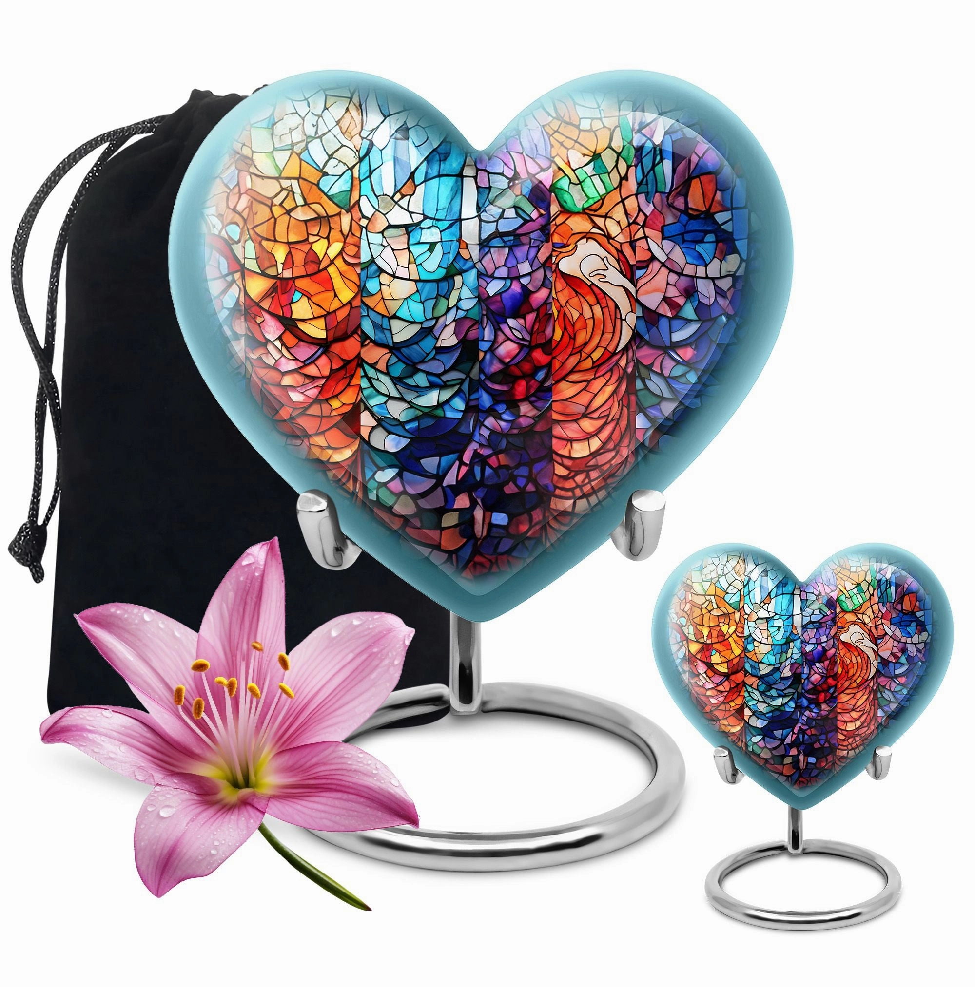 Stained Glass Elegance: Funeral Cremation Tribute Urn For Women