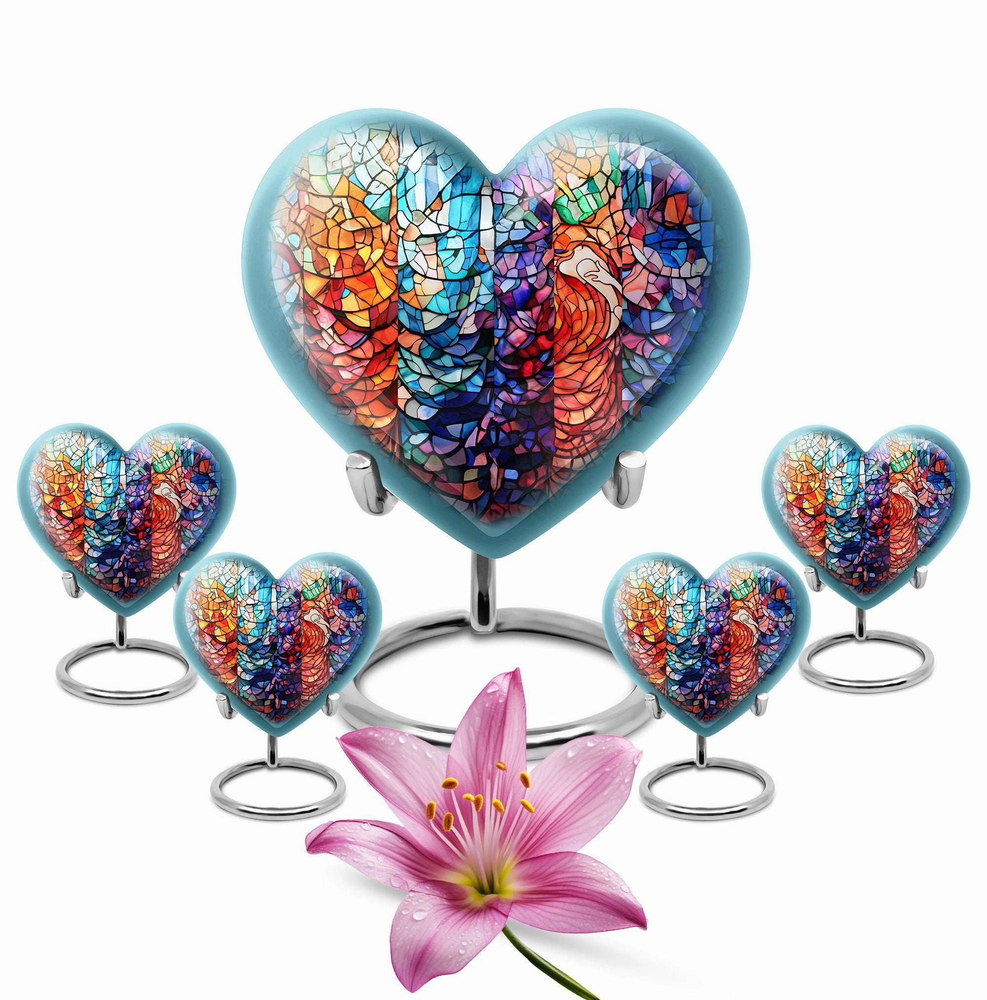 Stained Glass Elegance: Funeral Cremation Tribute Urn For Women