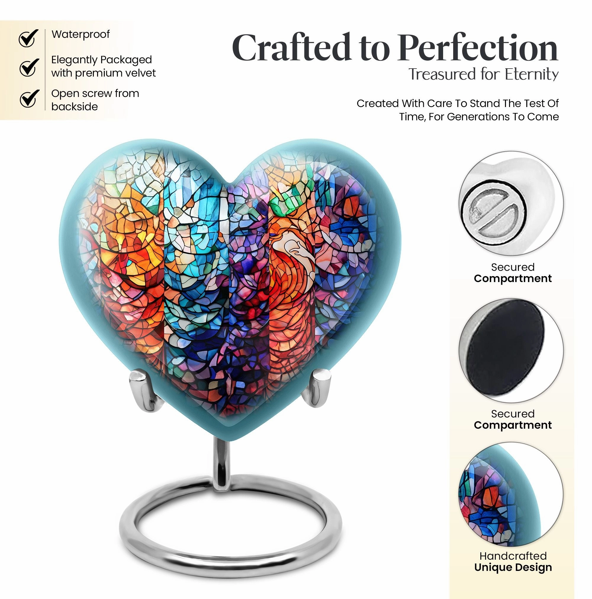 Stained Glass Elegance: Funeral Cremation Tribute Urn For Women