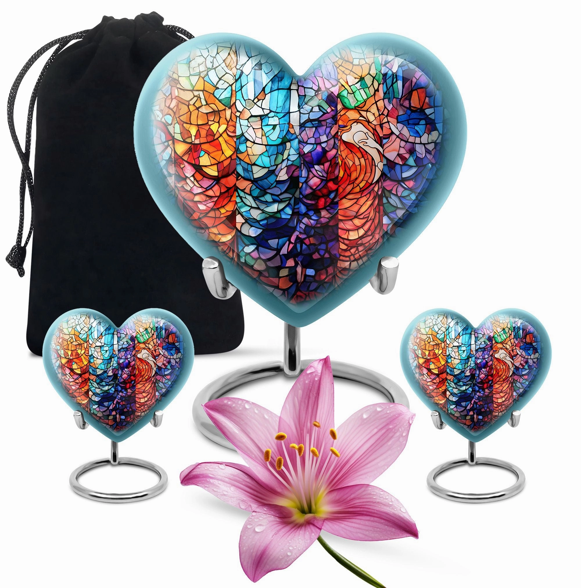 Stained Glass Elegance: Funeral Cremation Tribute Urn For Women