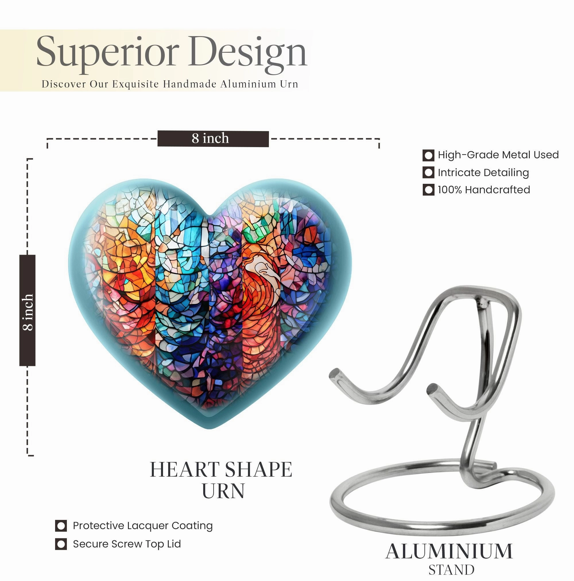 Stained Glass Elegance: Funeral Cremation Tribute Urn For Women