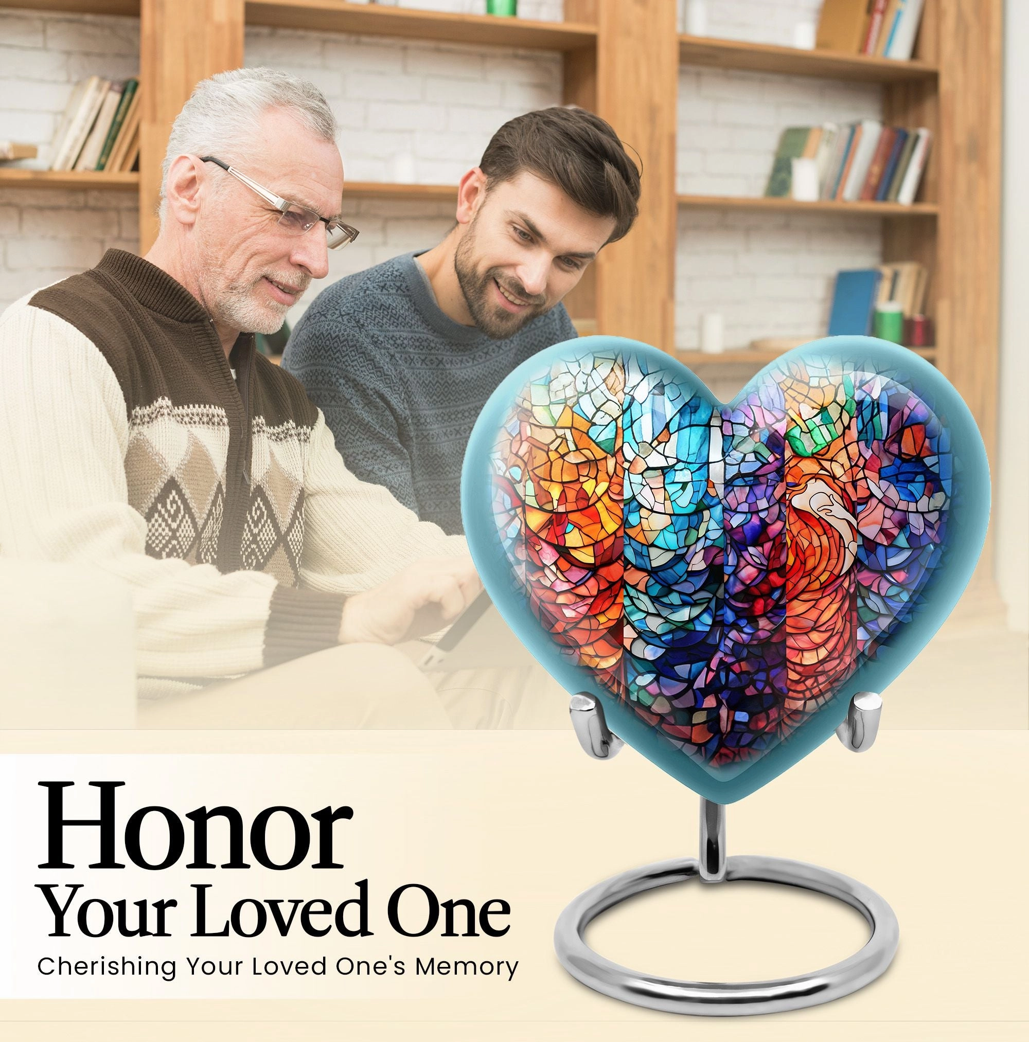 Stained Glass Elegance: Funeral Cremation Tribute Urn For Women