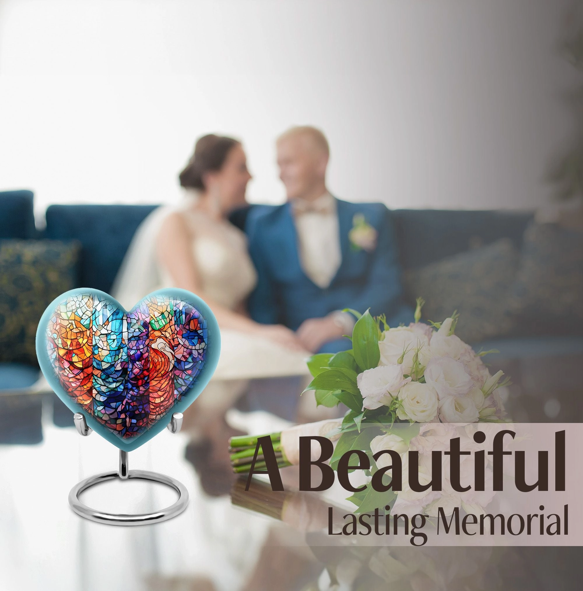 Stained Glass Elegance: Funeral Cremation Tribute Urn For Women
