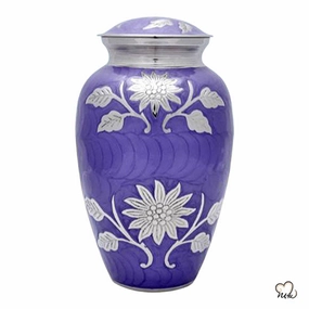 Sunflower Purple Brass Cremation Urn