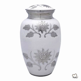Sunflower White Brass Cremation Urn
