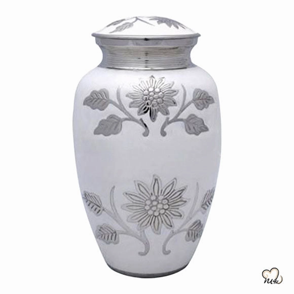 Sunflower White Brass Cremation Urn