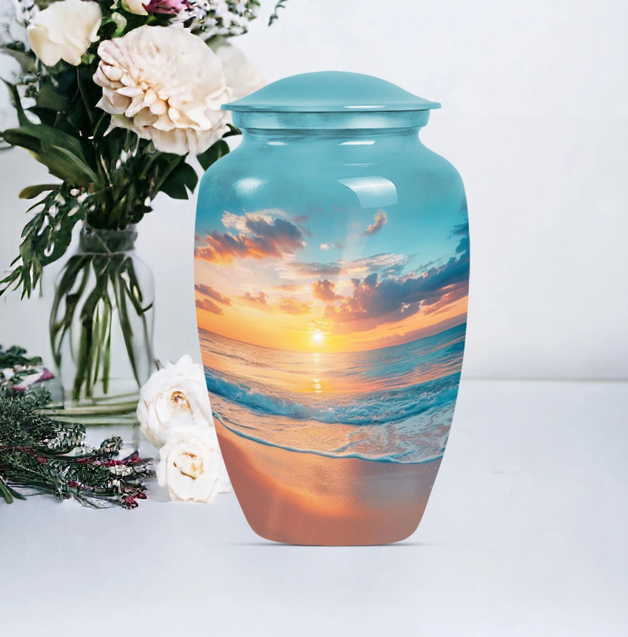 Sunset Beach Memorial: Restful Harbour Adult Ashes Eternity Urn
