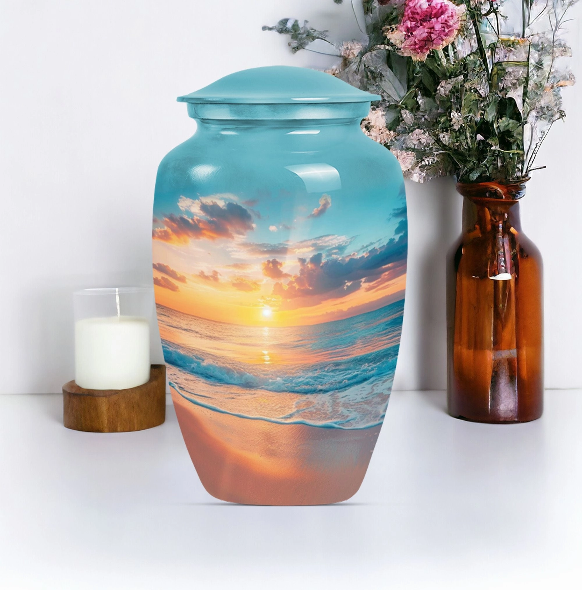 Sunset Beach Memorial: Restful Harbour Adult Ashes Eternity Urn