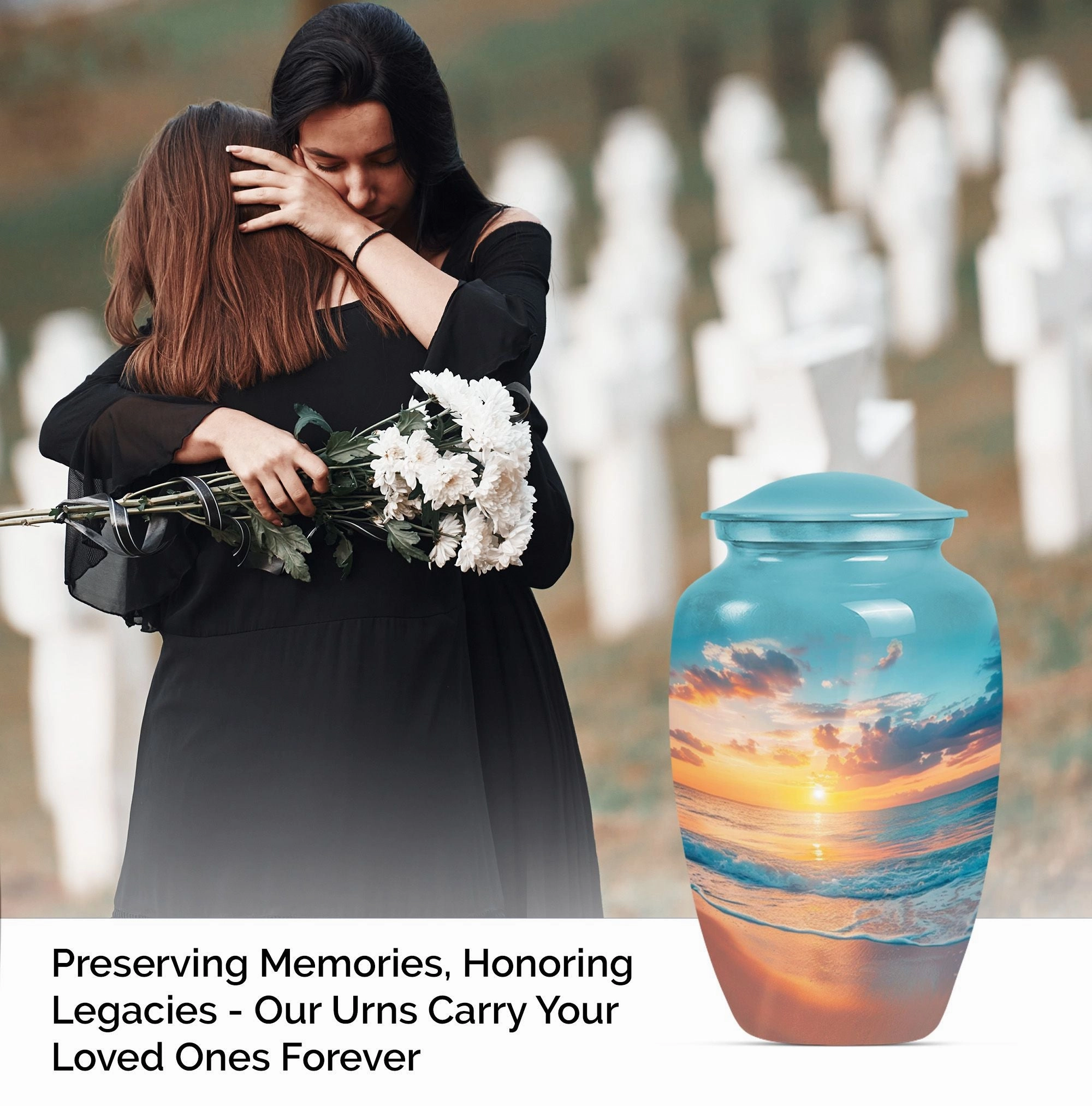 Sunset Beach Memorial: Restful Harbour Adult Ashes Eternity Urn