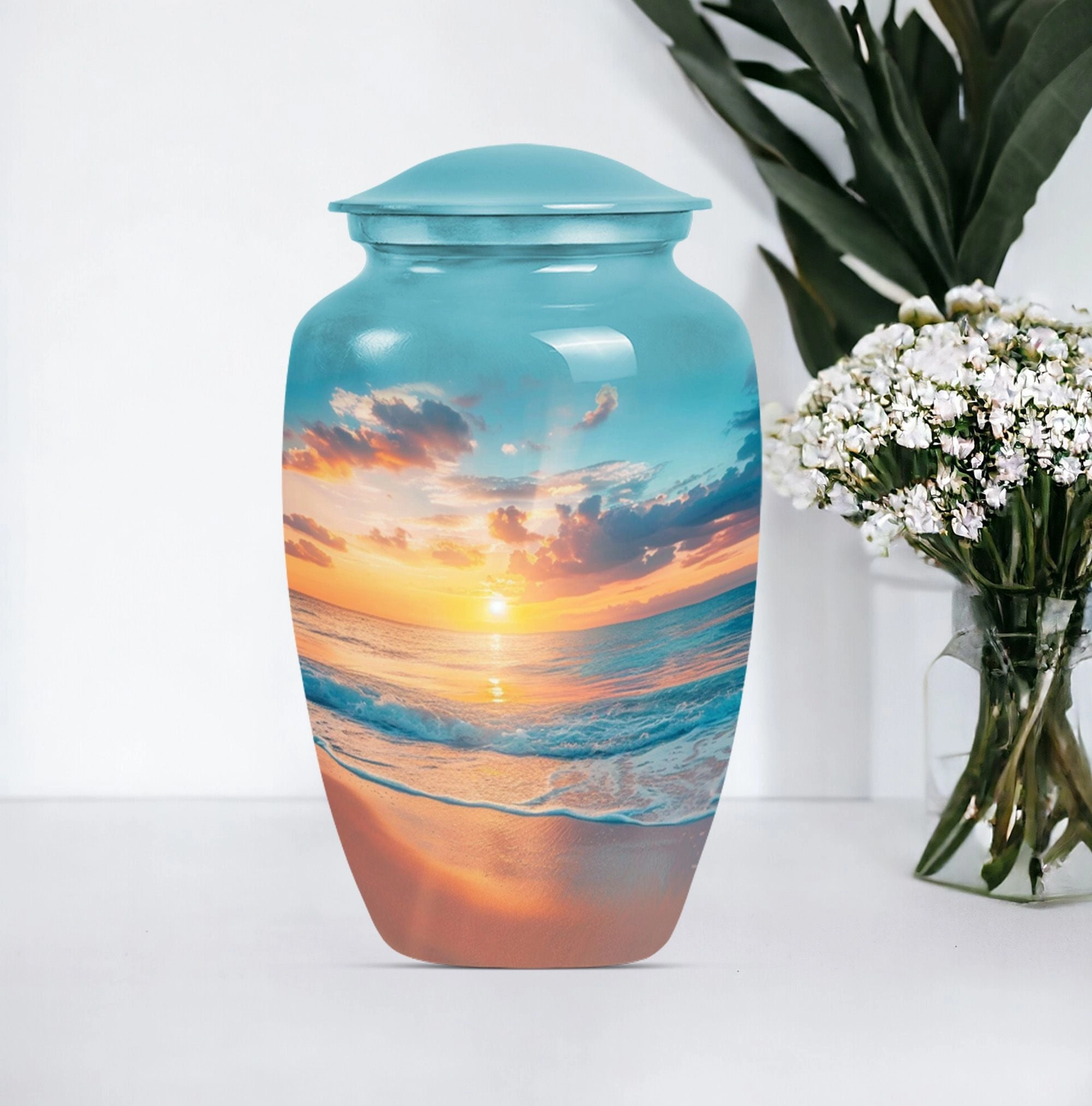 Sunset Beach Memorial: Restful Harbour Adult Ashes Eternity Urn