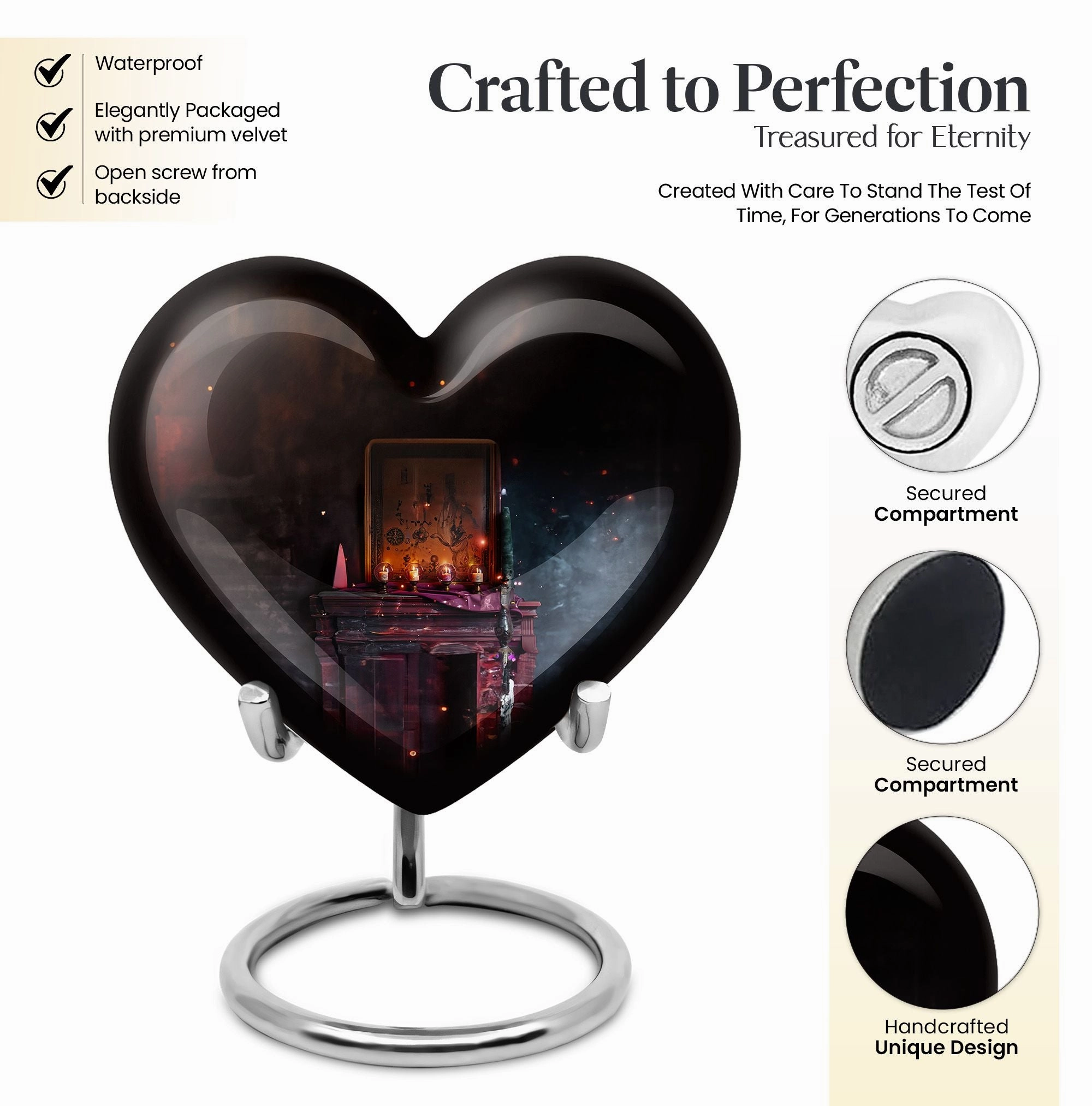 Tarot-Inspired Heart Tribute Cremation Urn for Loved One