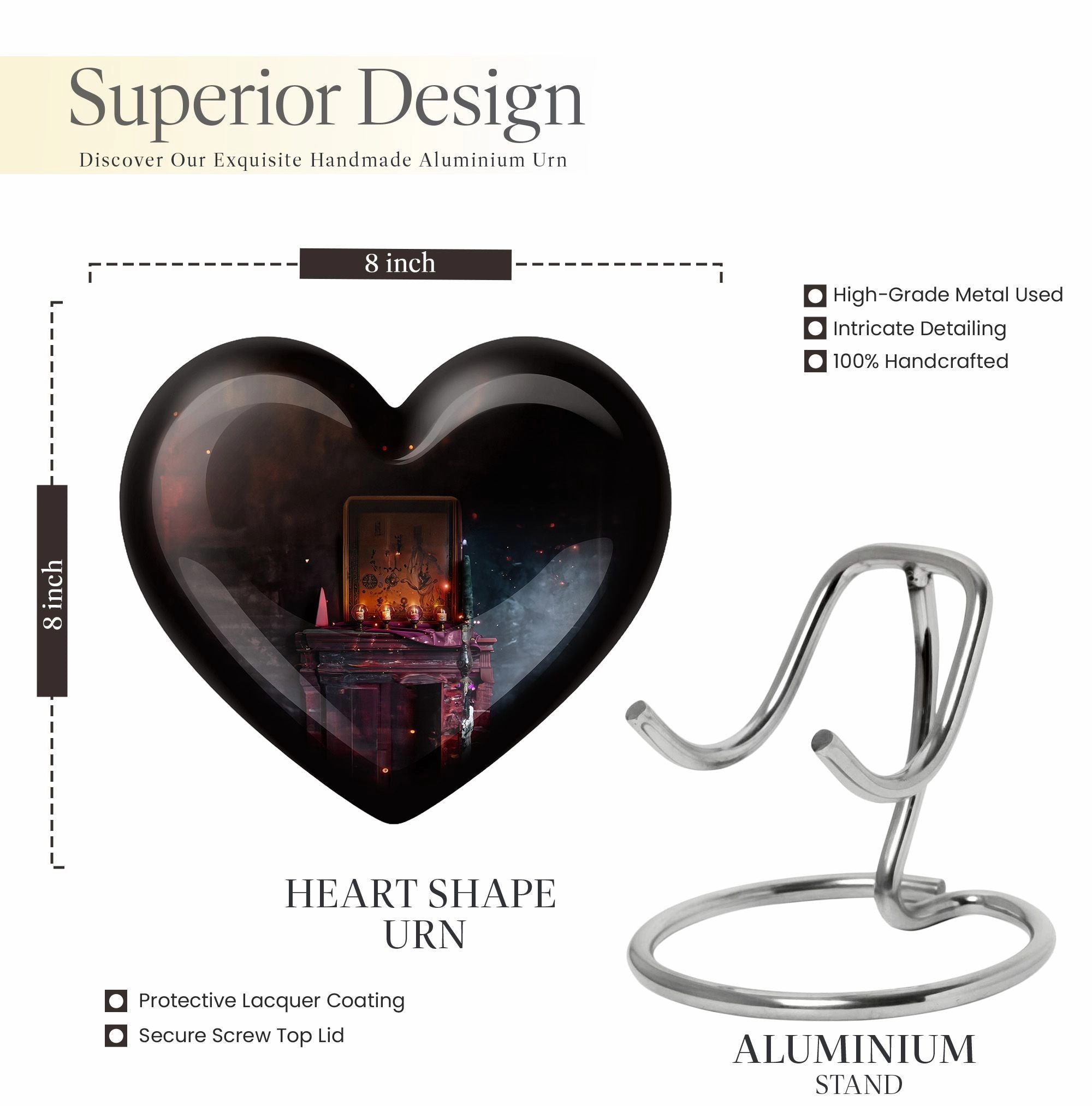 Tarot-Inspired Heart Tribute Cremation Urn for Loved One