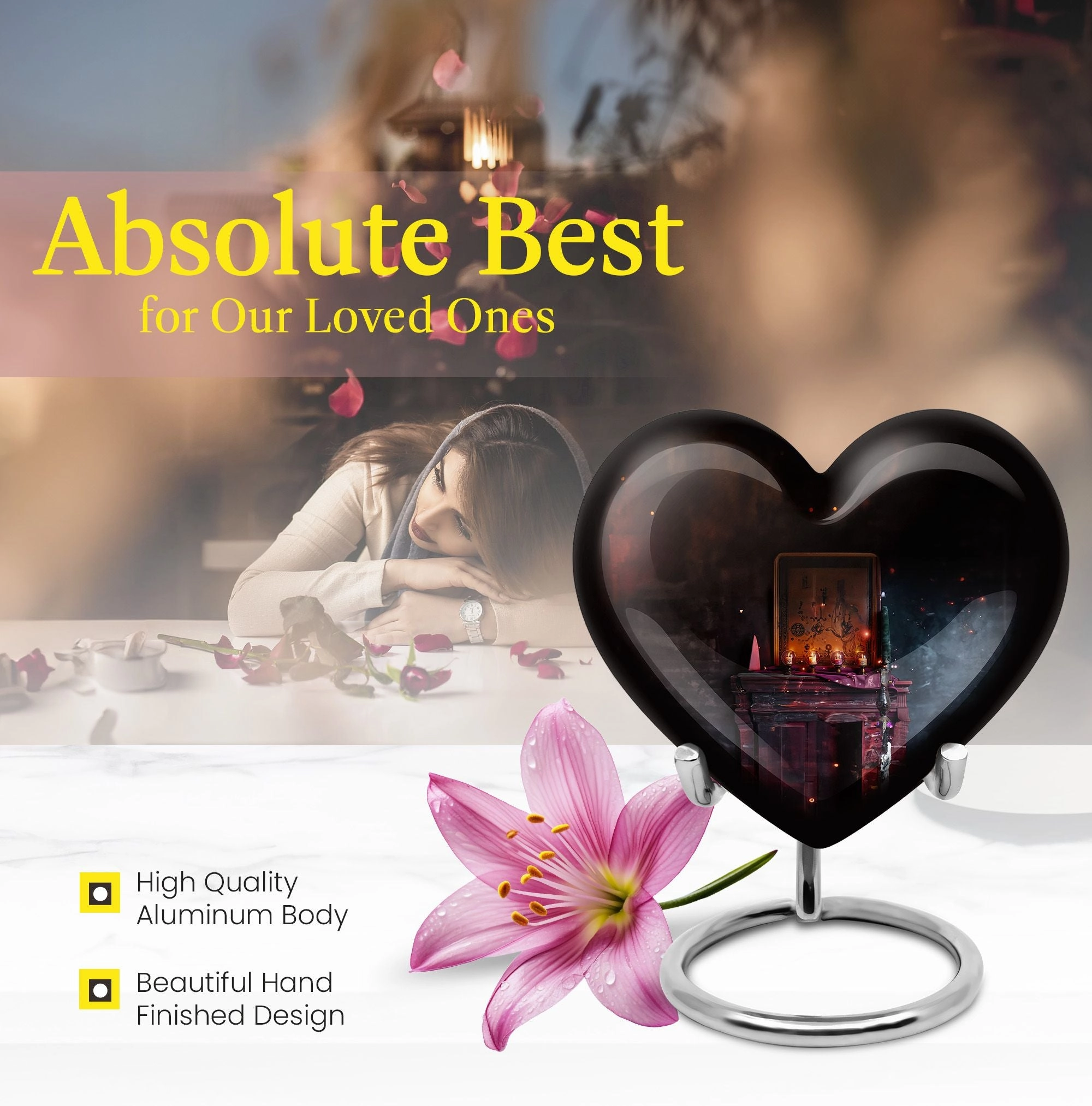 Tarot-Inspired Heart Tribute Cremation Urn for Loved One