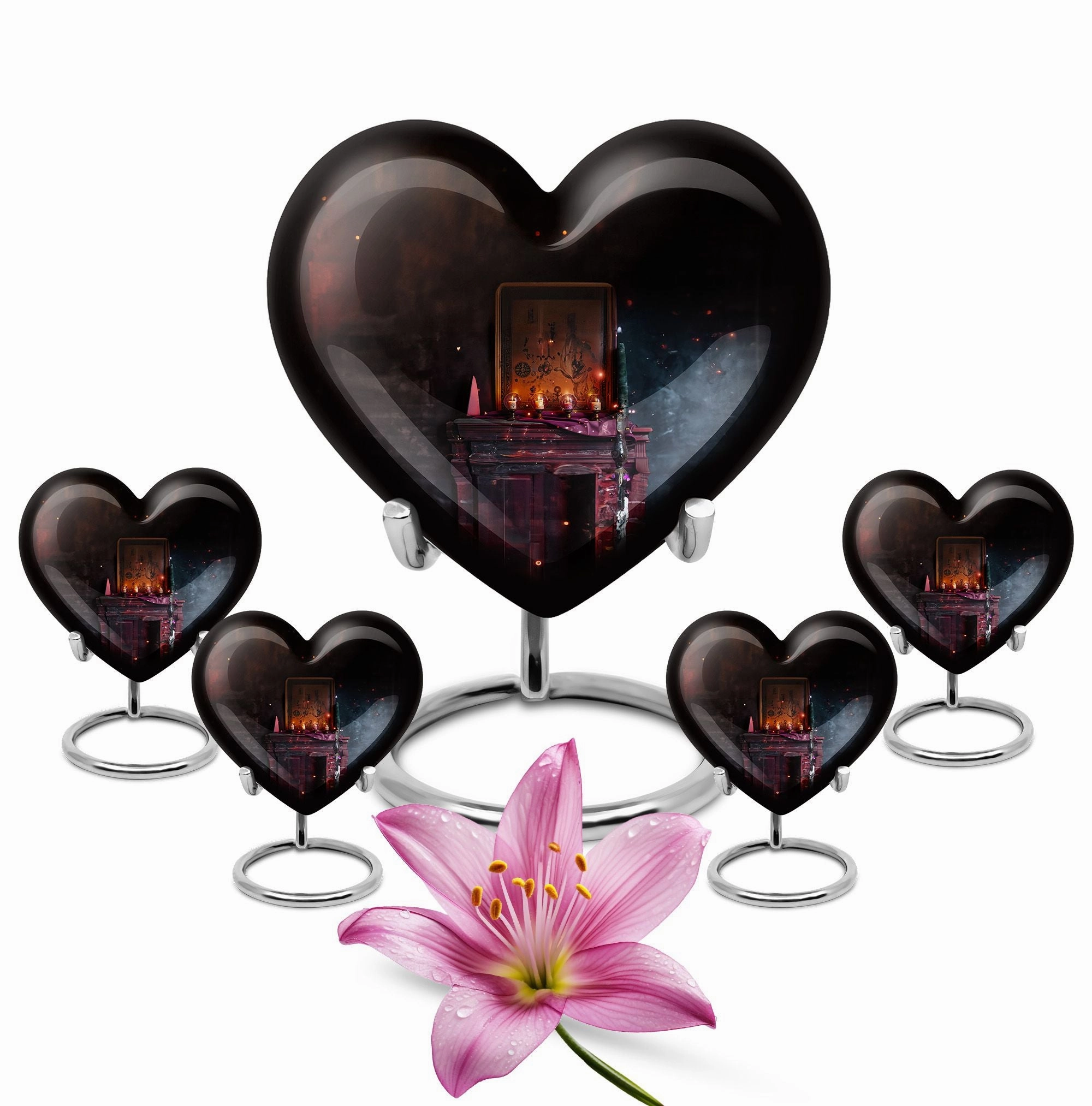 Tarot-Inspired Heart Tribute Cremation Urn for Loved One