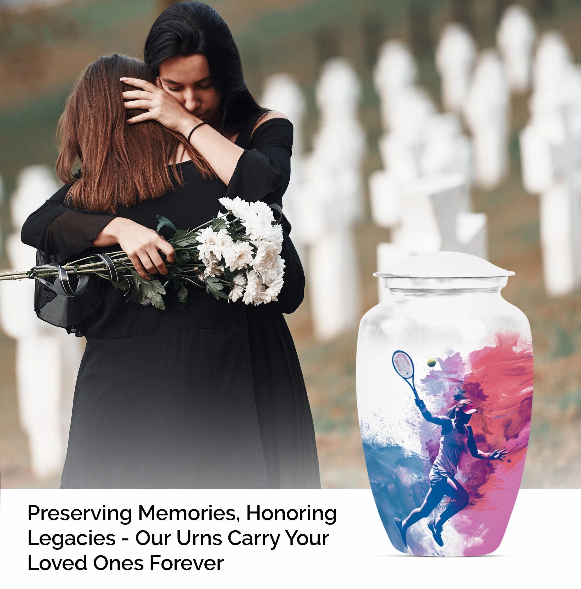 Tennis Urn Bliss: Thoughtful Empathy Memorial Urn for Adult Ashes