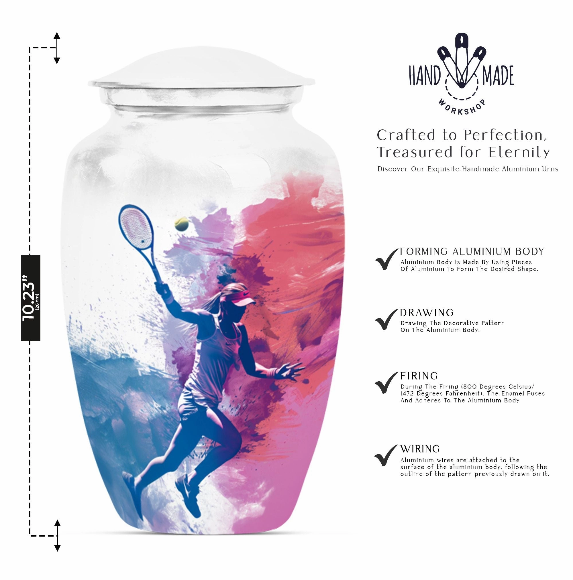 Tennis Urn Bliss: Thoughtful Empathy Memorial Urn for Adult Ashes