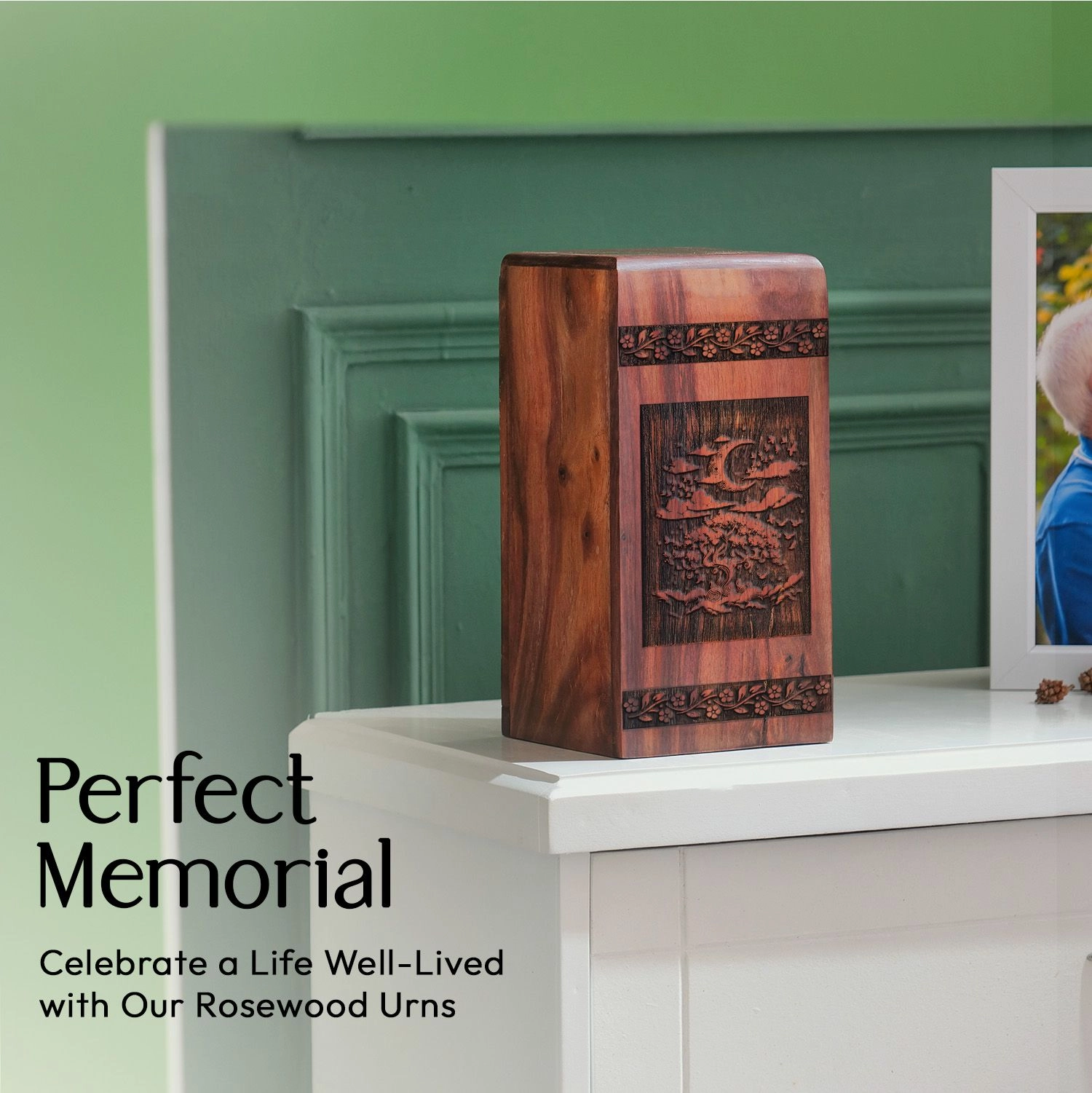 Tree of Life Medium Wooden Urns for Adult Ashes