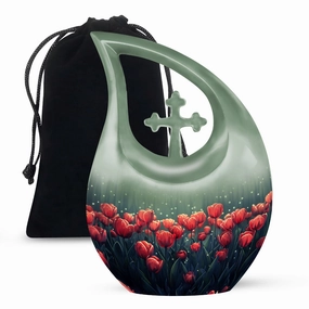 Tulip Themed Customized Adult Urn - Container For Human Ashes