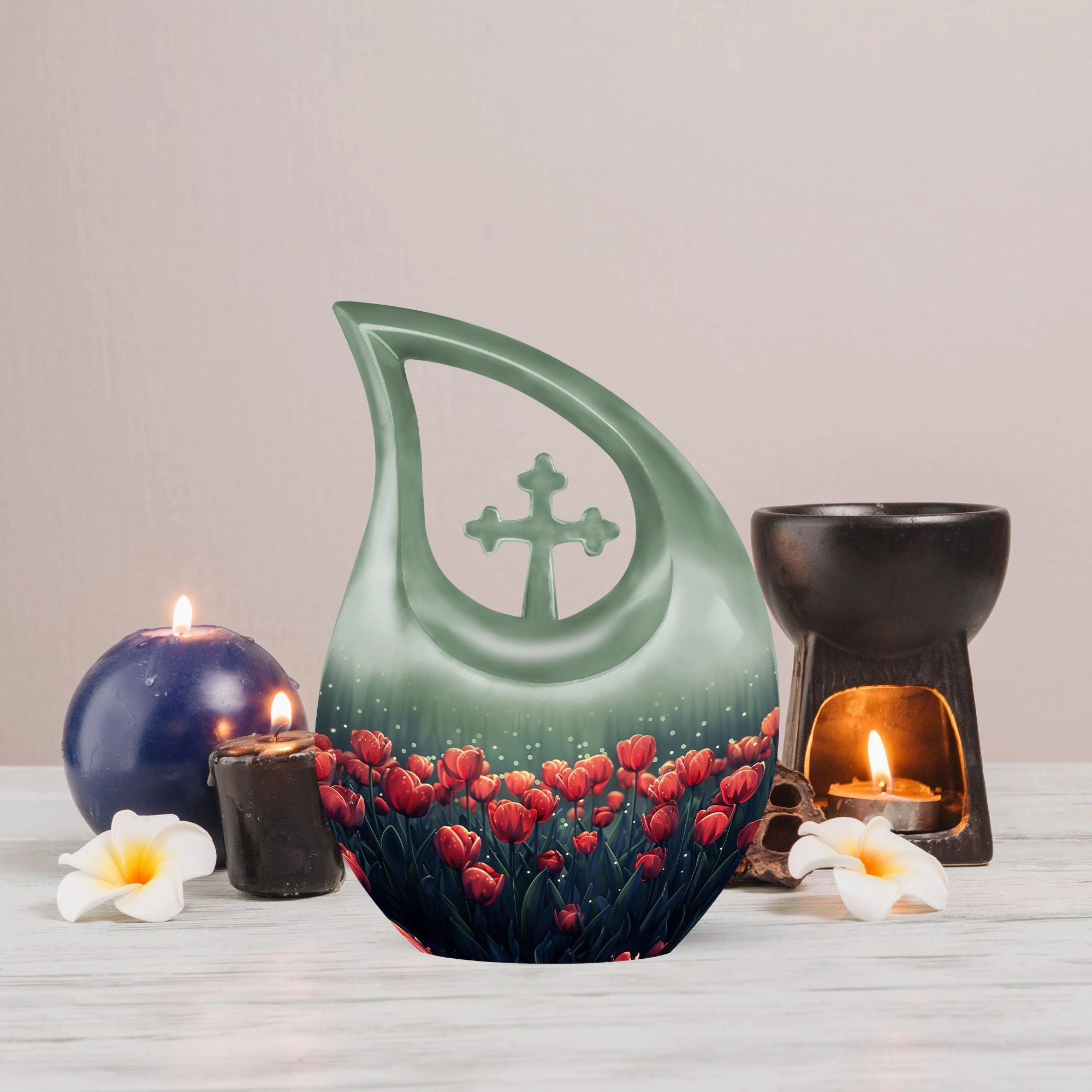 Tulip Themed Customized Adult Urn - Container For Human Ashes