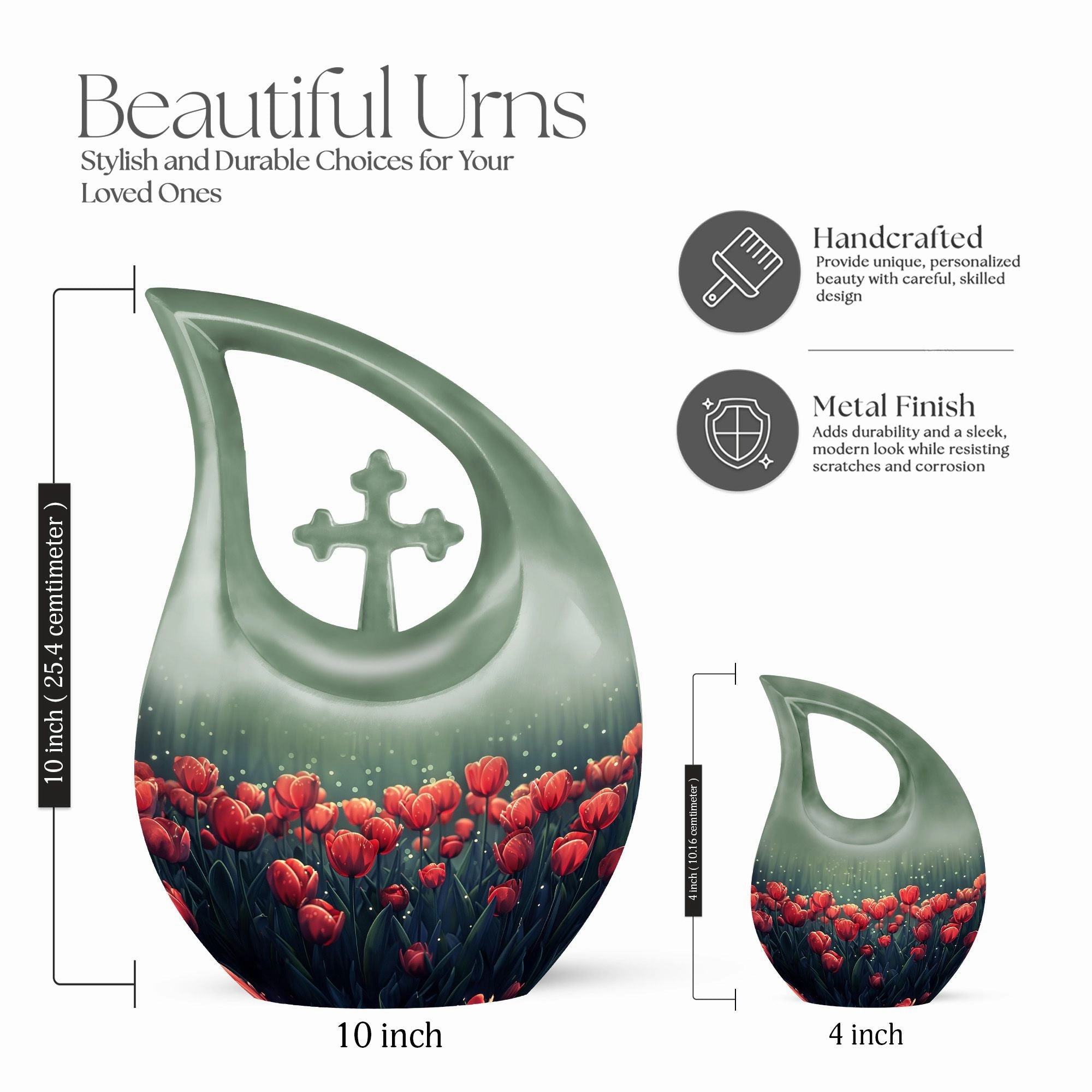Tulip Themed Customized Adult Urn - Container For Human Ashes