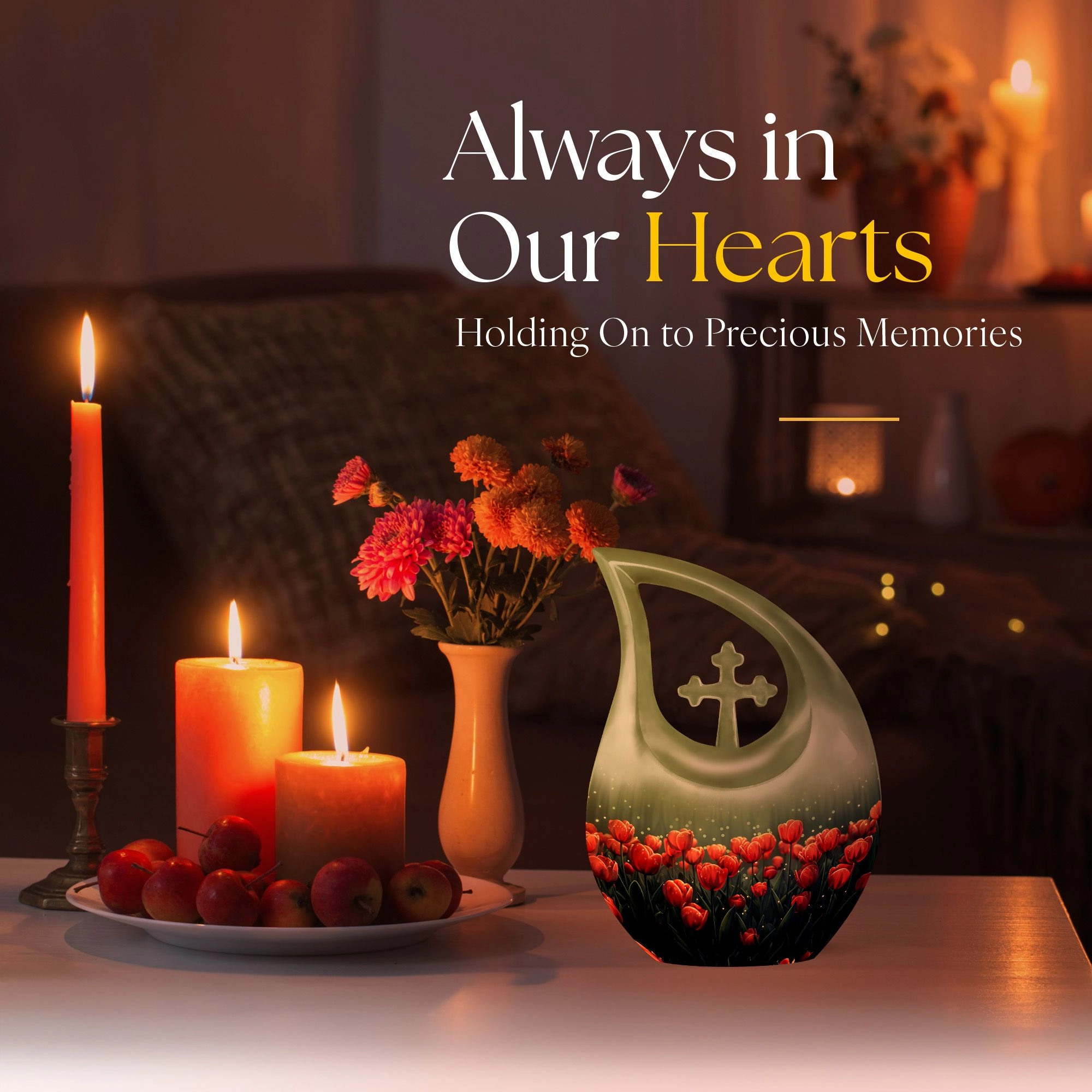 Tulip Themed Customized Adult Urn - Container For Human Ashes