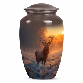 Unique Deer and Gramophone Themed Memorial Medium Urn