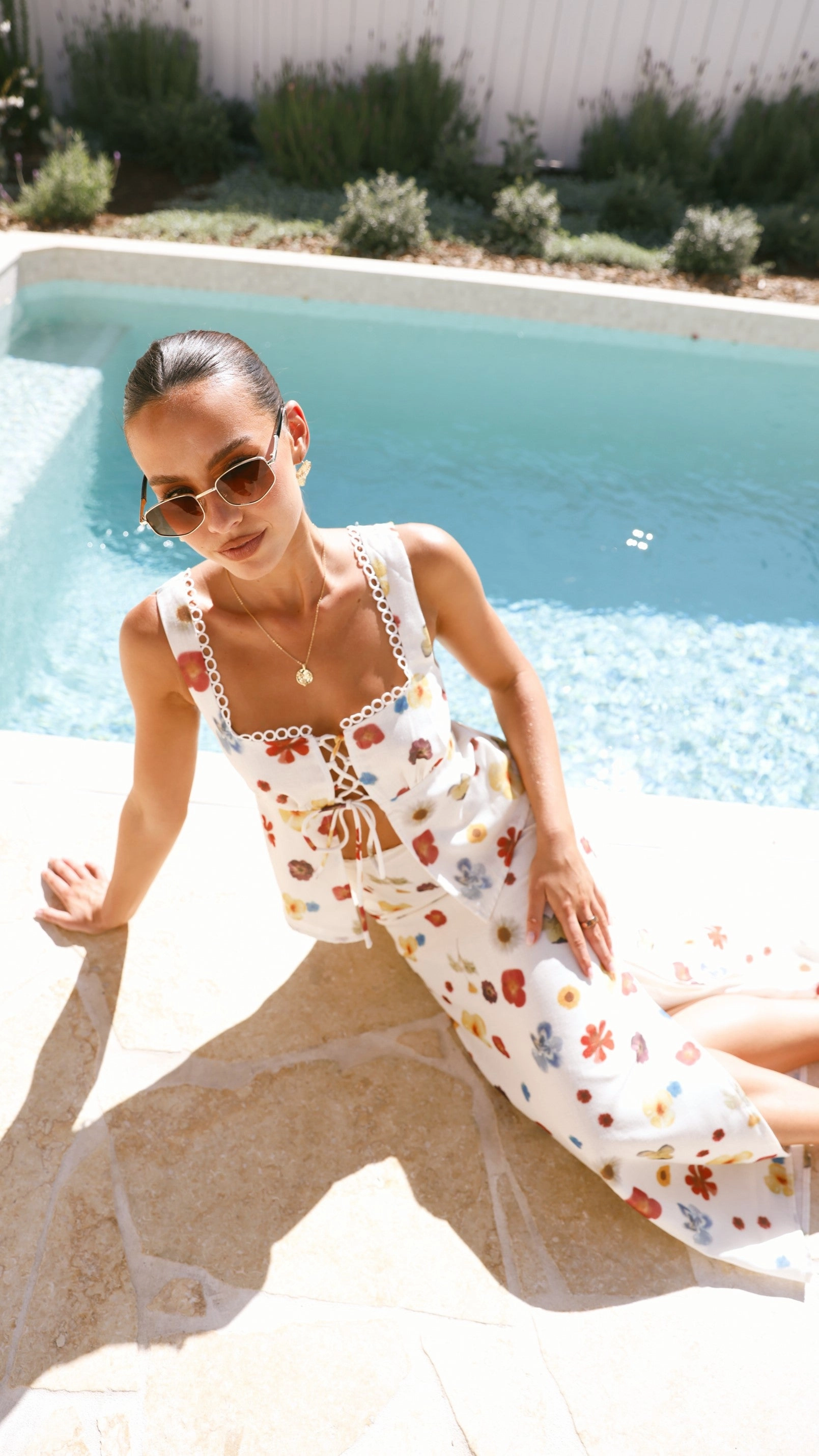 Vaiana Tie Top - Cream / Floral
