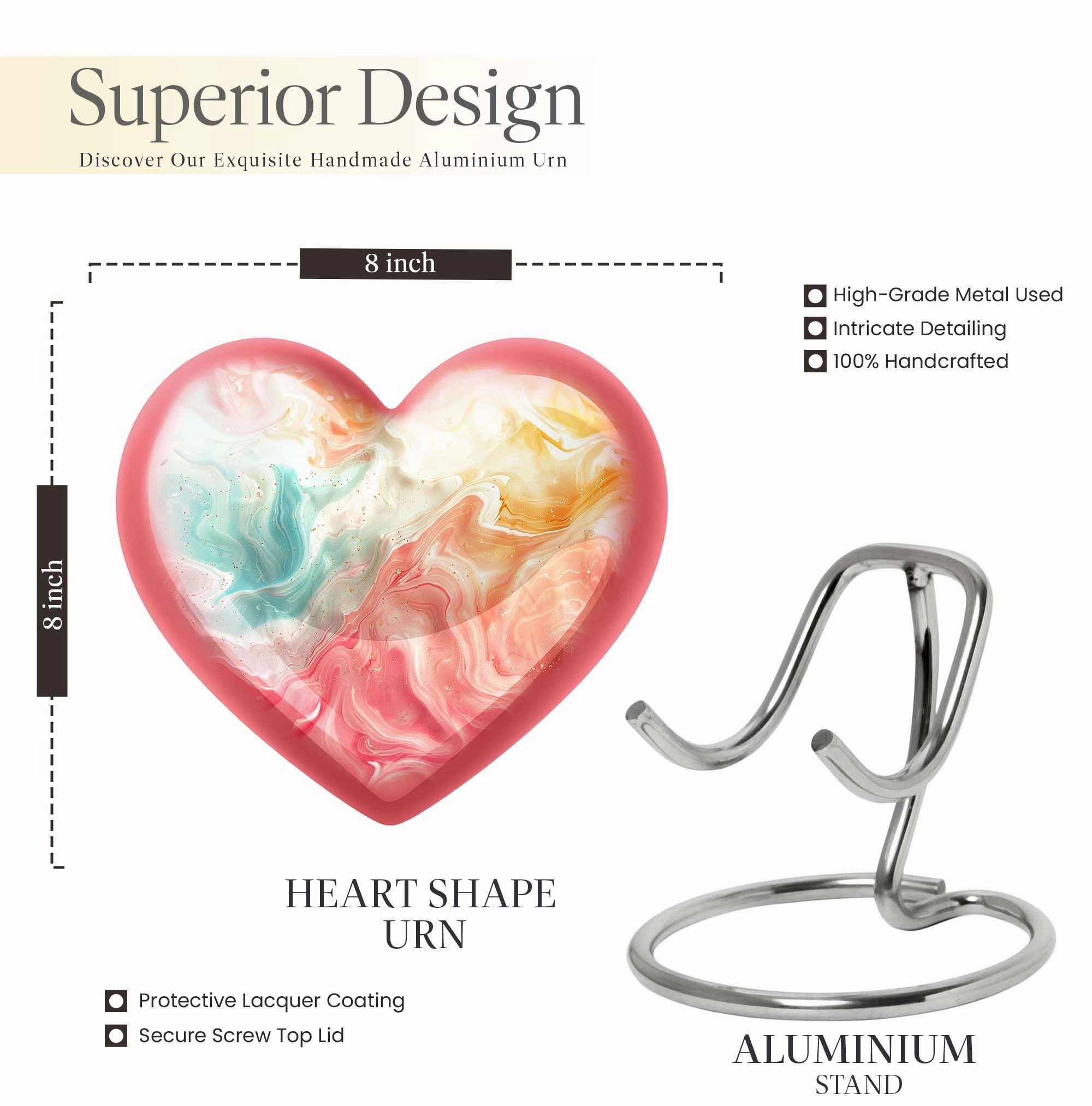 Vibrant Swirl Ceremonial Touch for Eternal Rest - Heart Urn