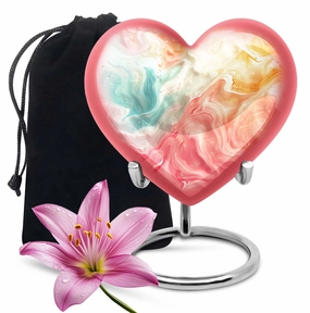 Vibrant Swirl Ceremonial Touch for Eternal Rest - Heart Urn