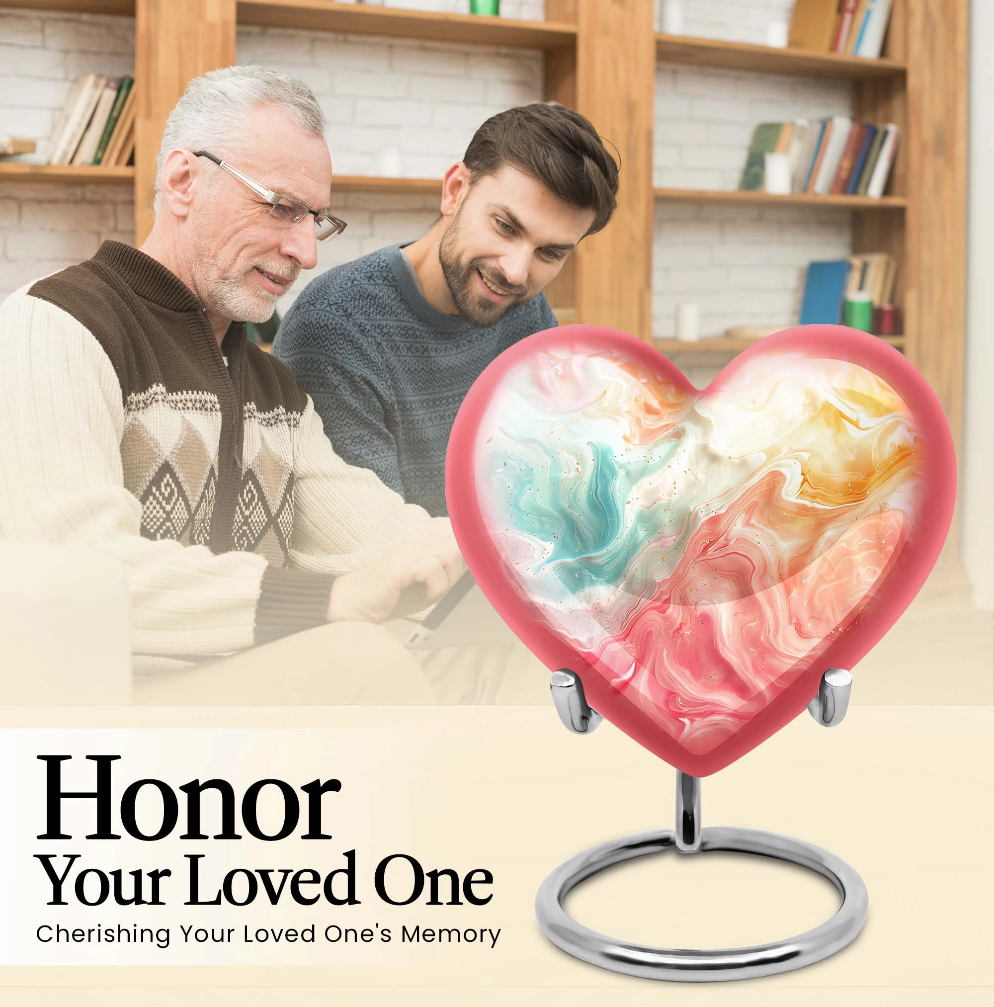 Vibrant Swirl Ceremonial Touch for Eternal Rest - Heart Urn