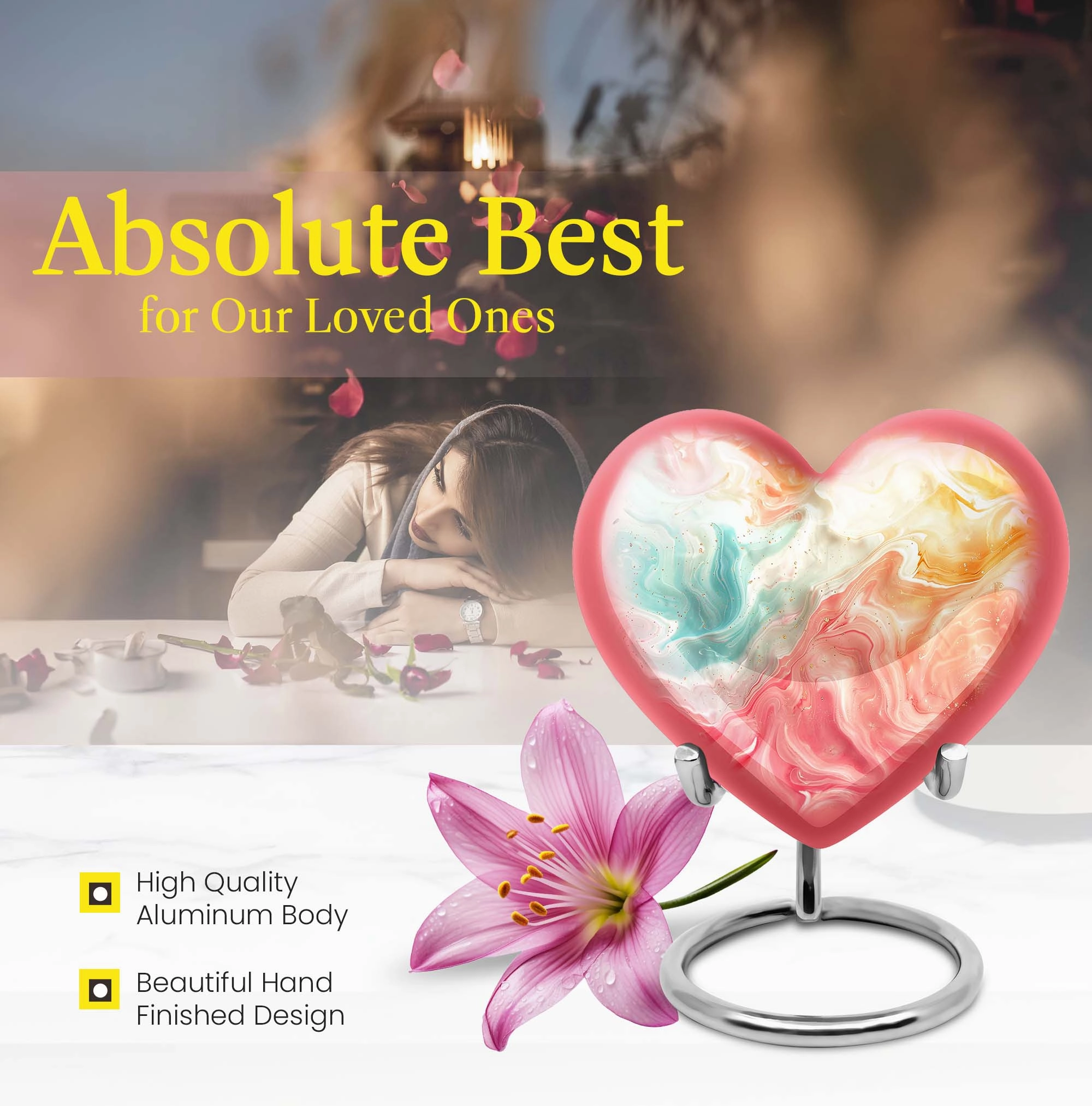 Vibrant Swirl Ceremonial Touch for Eternal Rest - Heart Urn