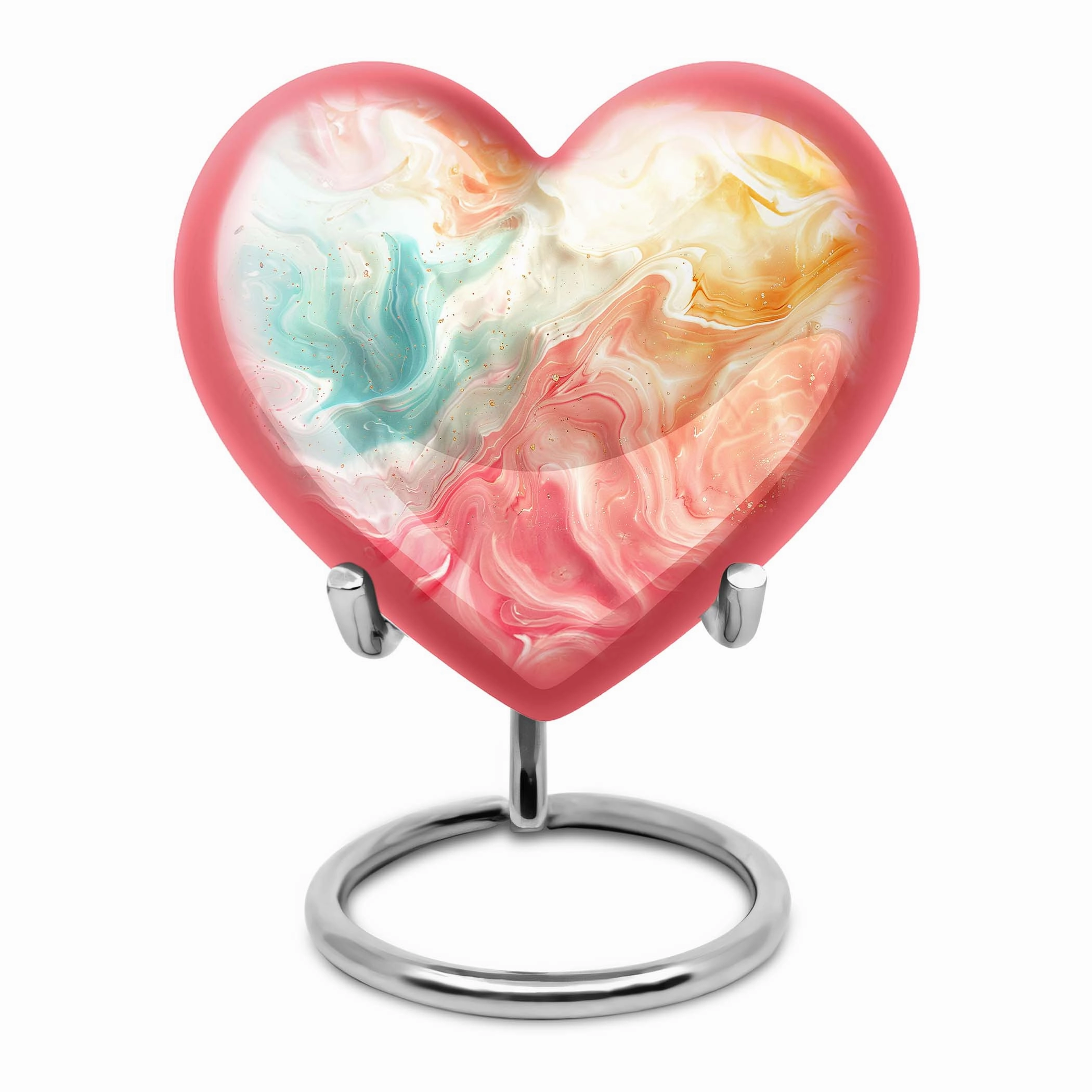 Vibrant Swirl Ceremonial Touch for Eternal Rest - Heart Urn