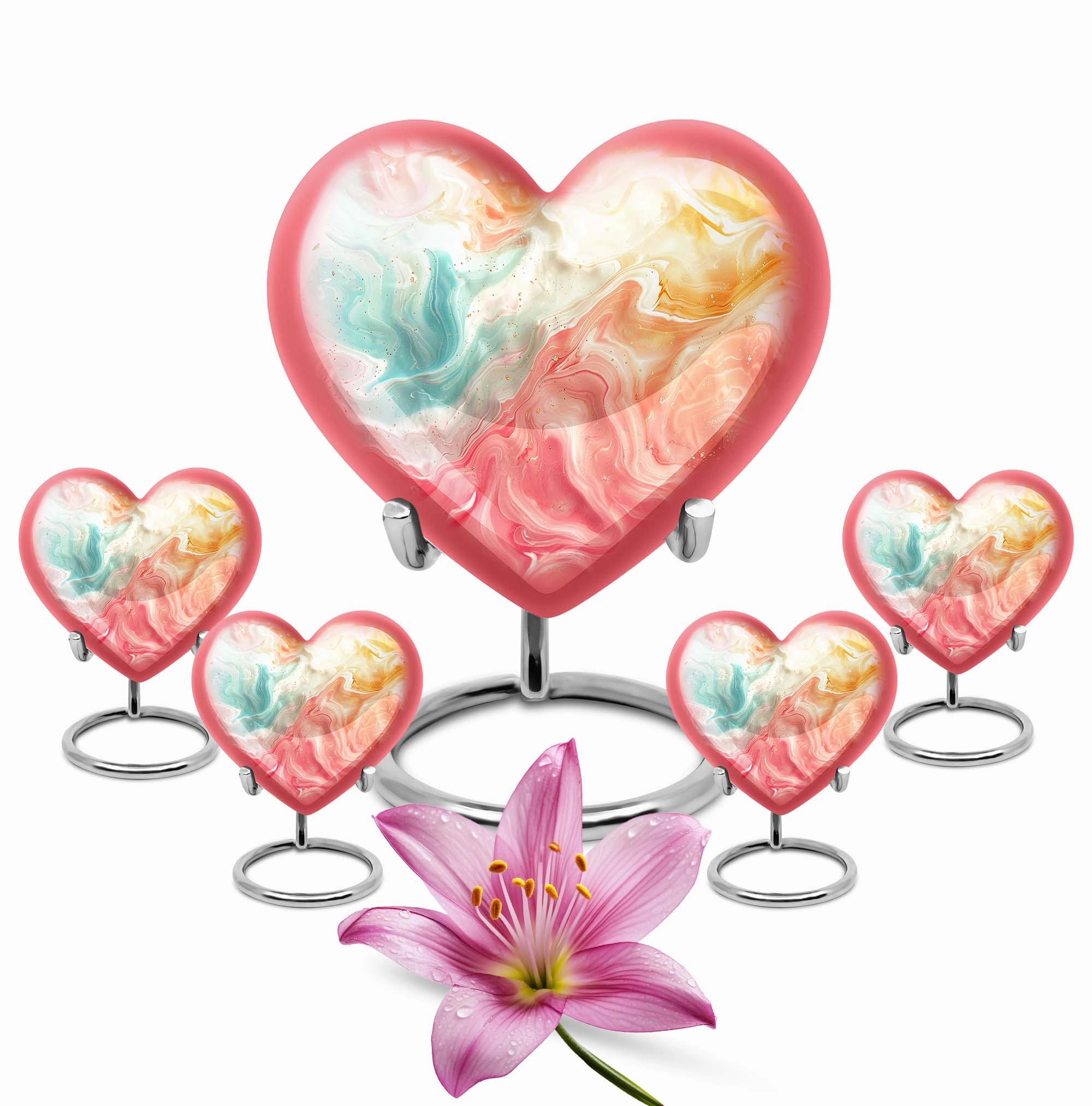 Vibrant Swirl Ceremonial Touch for Eternal Rest - Heart Urn