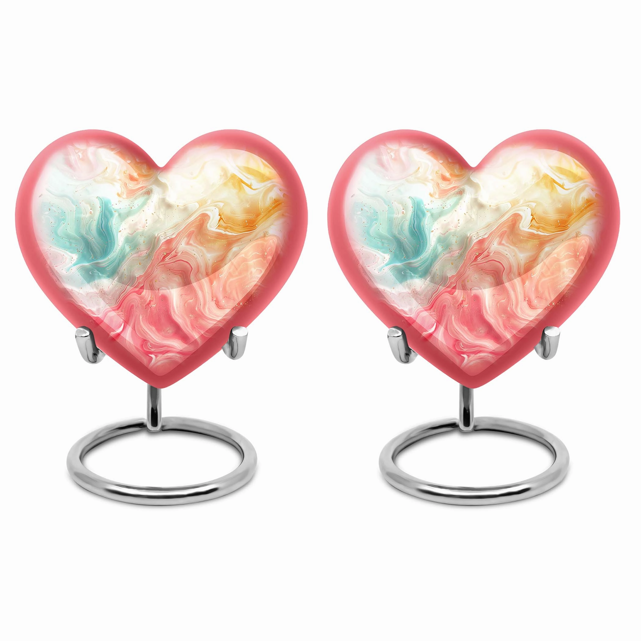 Vibrant Swirl Ceremonial Touch for Eternal Rest - Heart Urn