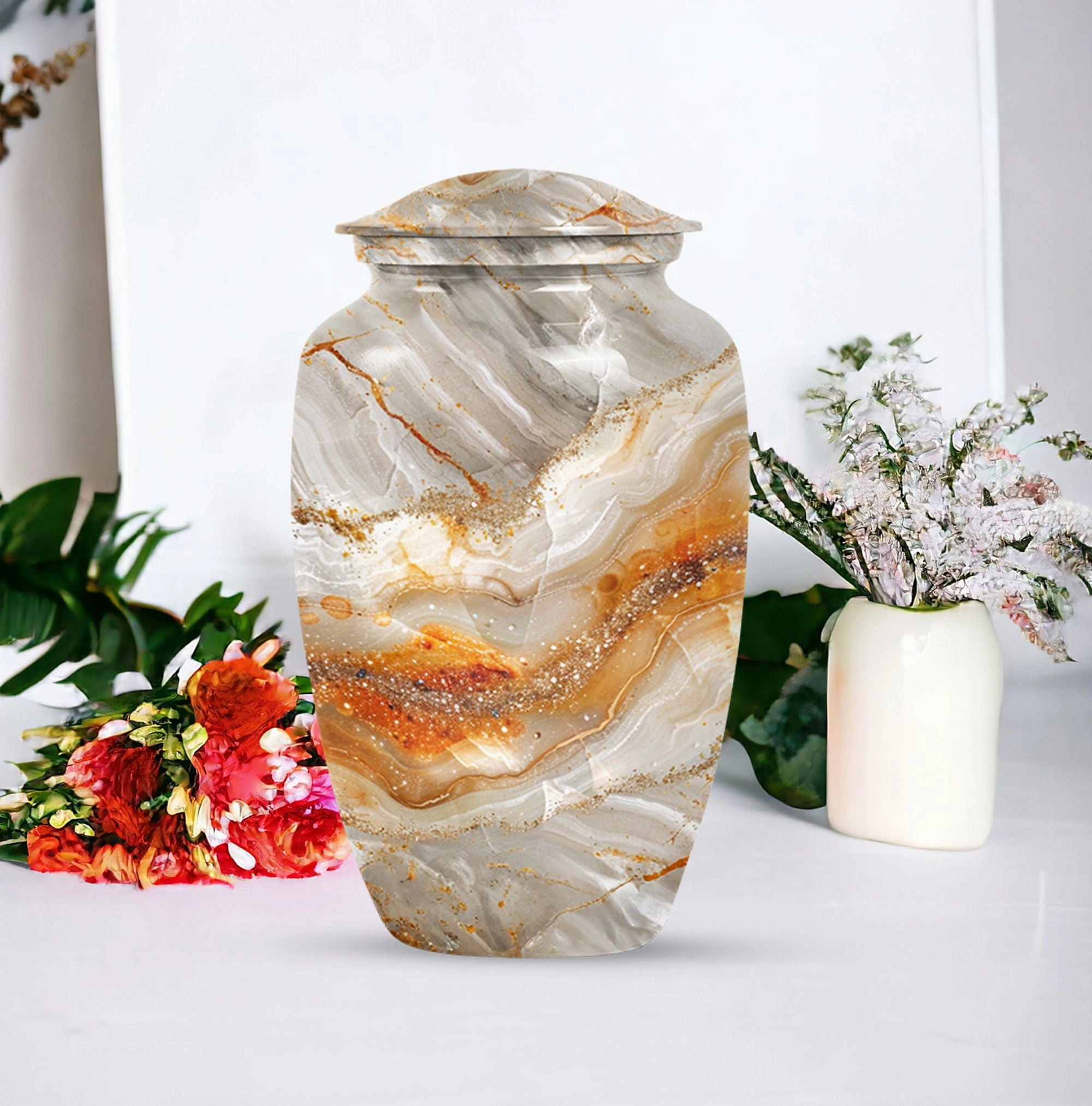 Vibrant Swirl Masterpiece: Commemorative Adult Memorial Urn