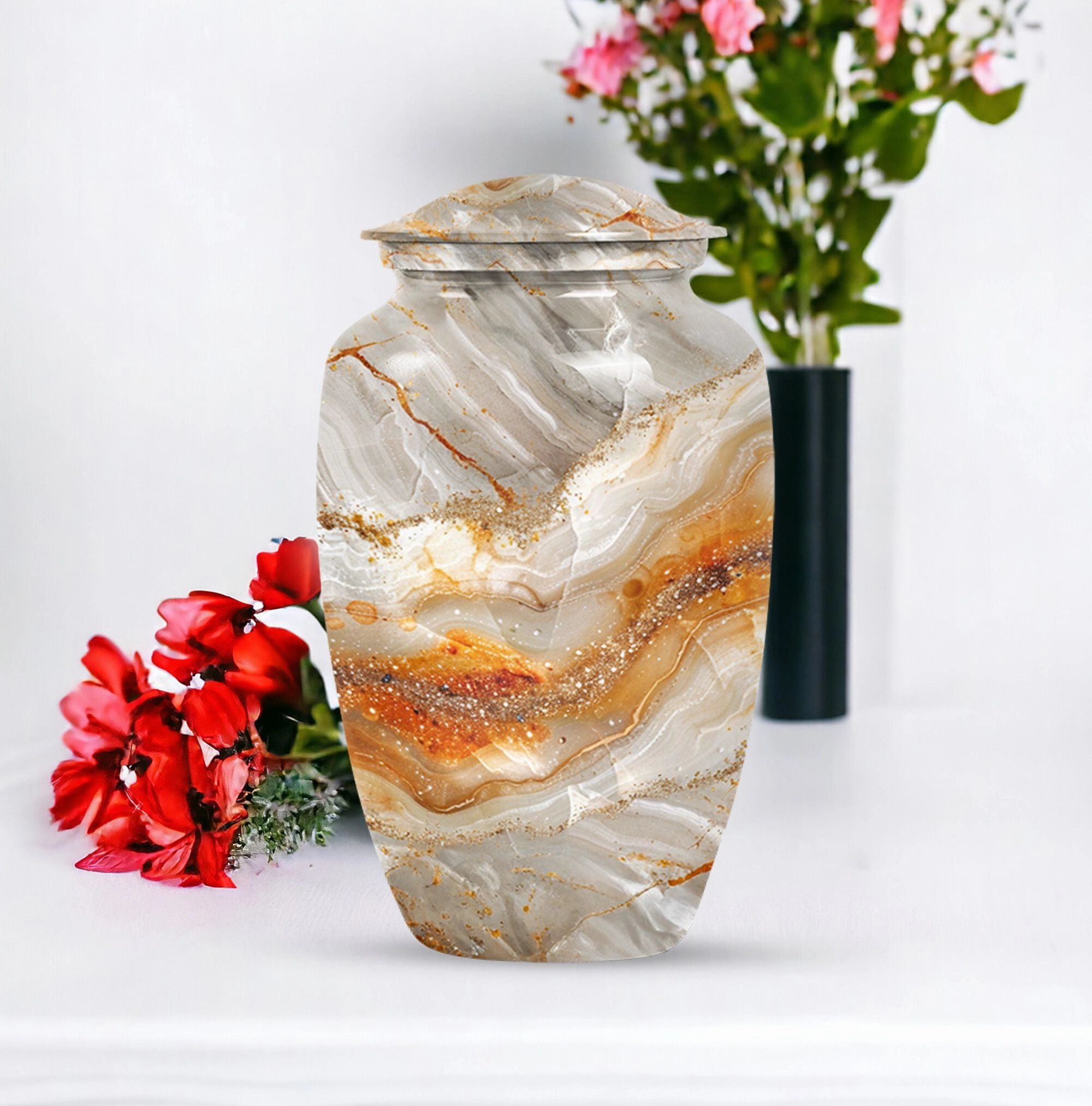 Vibrant Swirl Masterpiece: Commemorative Adult Memorial Urn