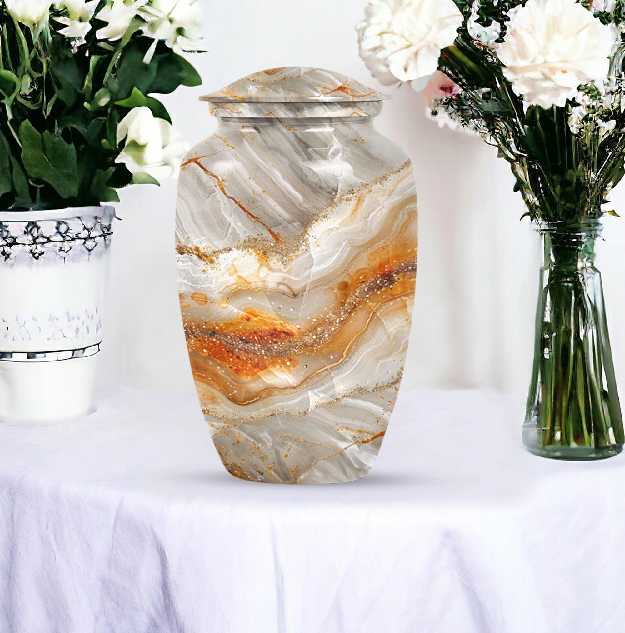 Vibrant Swirl Masterpiece: Commemorative Adult Memorial Urn