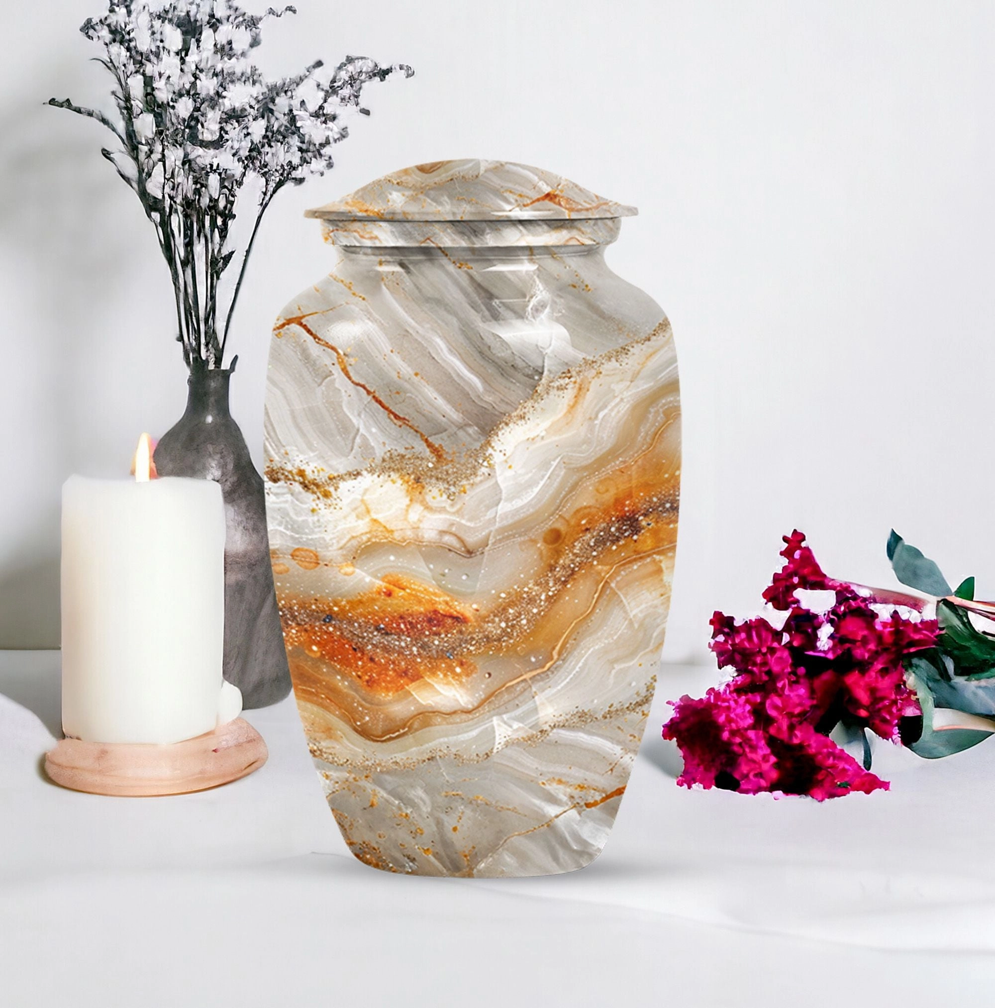 Vibrant Swirl Masterpiece: Commemorative Adult Memorial Urn